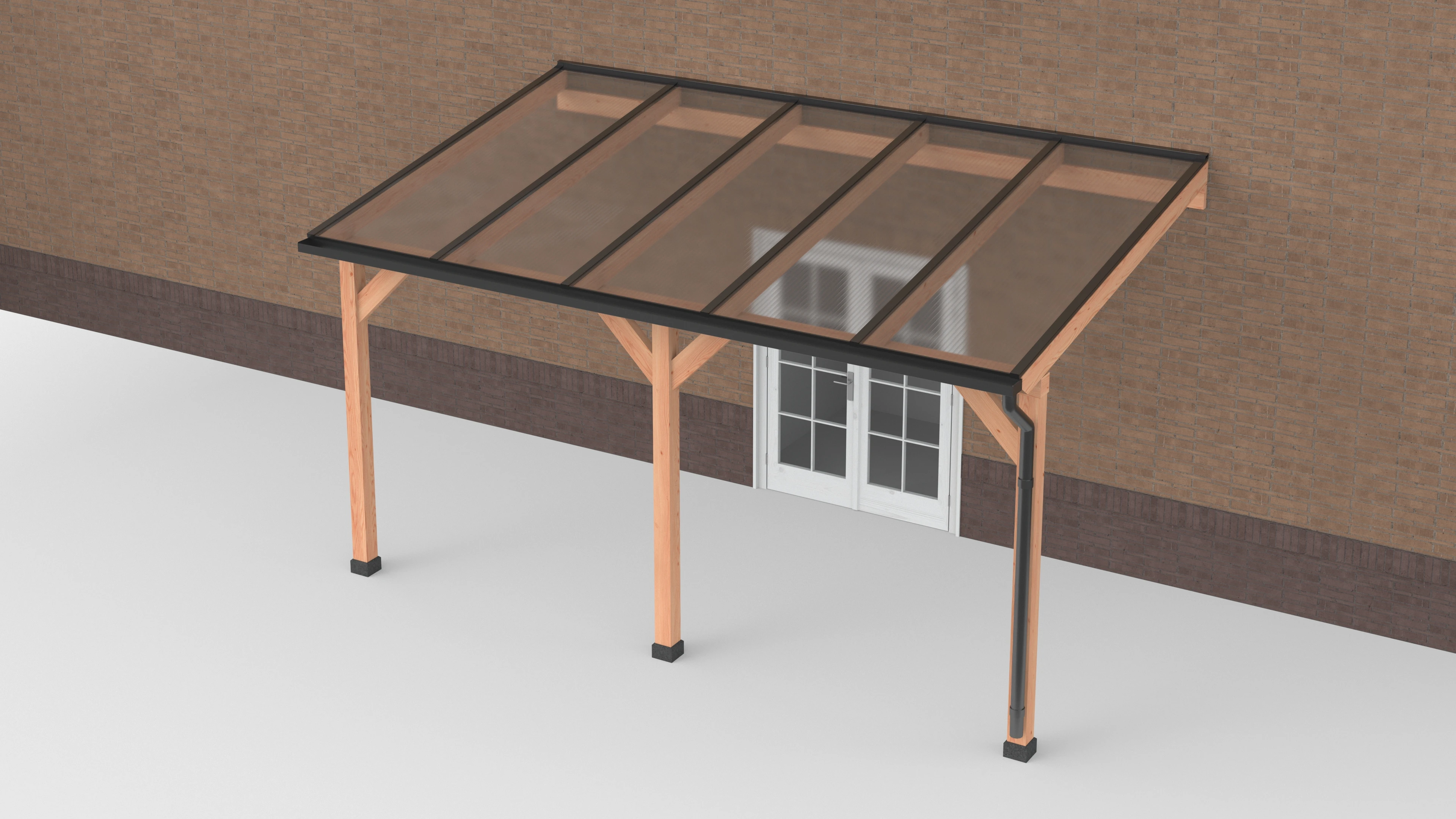 Douglas Terrasoverkapping Geschaafd Zwart Helder Polycarbonaat 500 x 300 cm - Afbeelding 1
