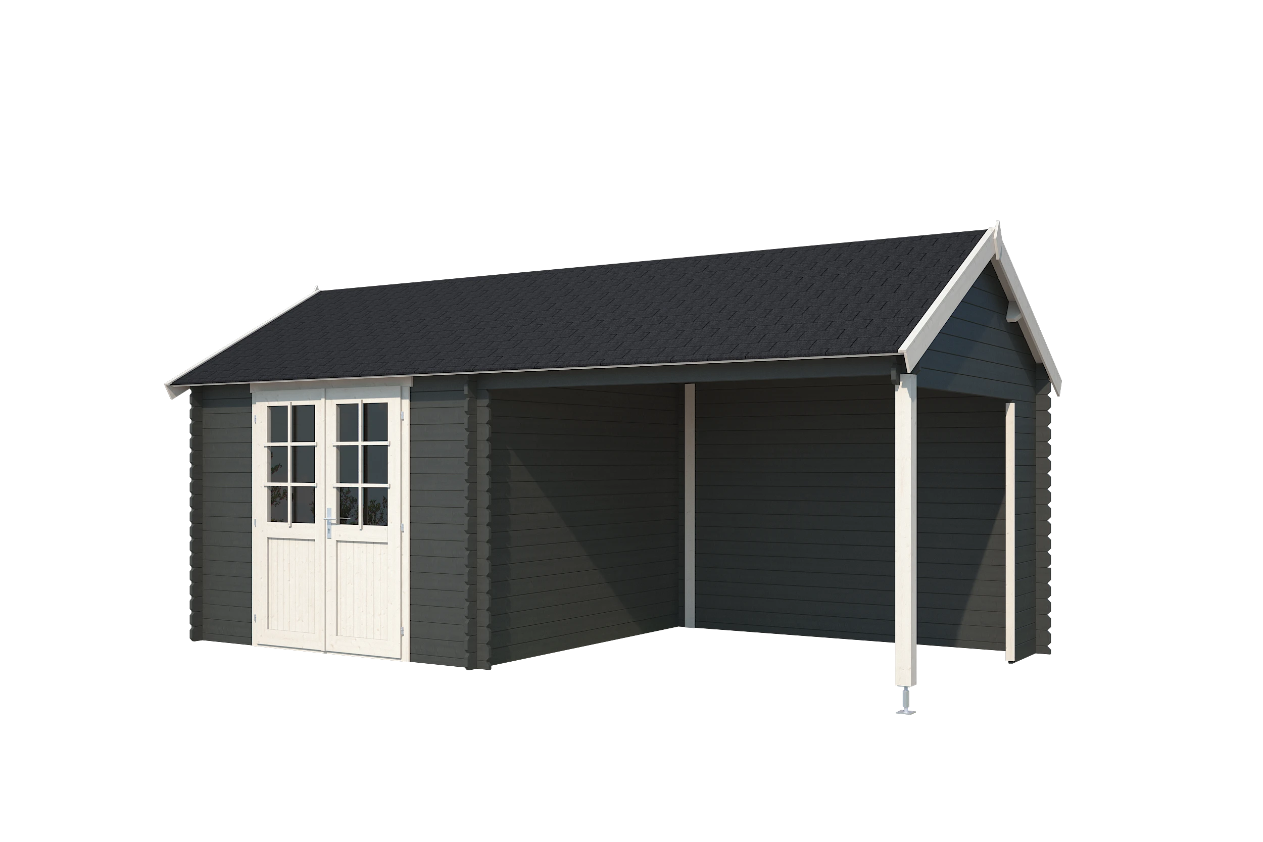 Outdoor Life Blokhut Fraya Carbon Grey-Wit 575 x 275 cm - Afbeelding 1