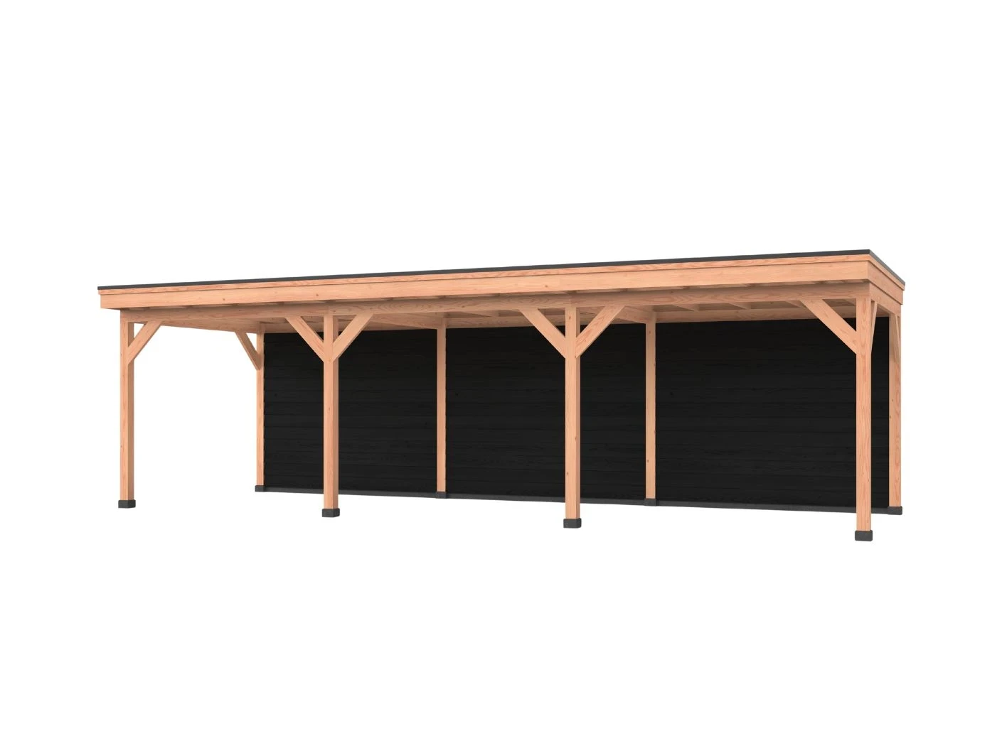 Douglas overkapping, 900 x 300, Met achterwand, Westwood DIY zwart - Afbeelding 1