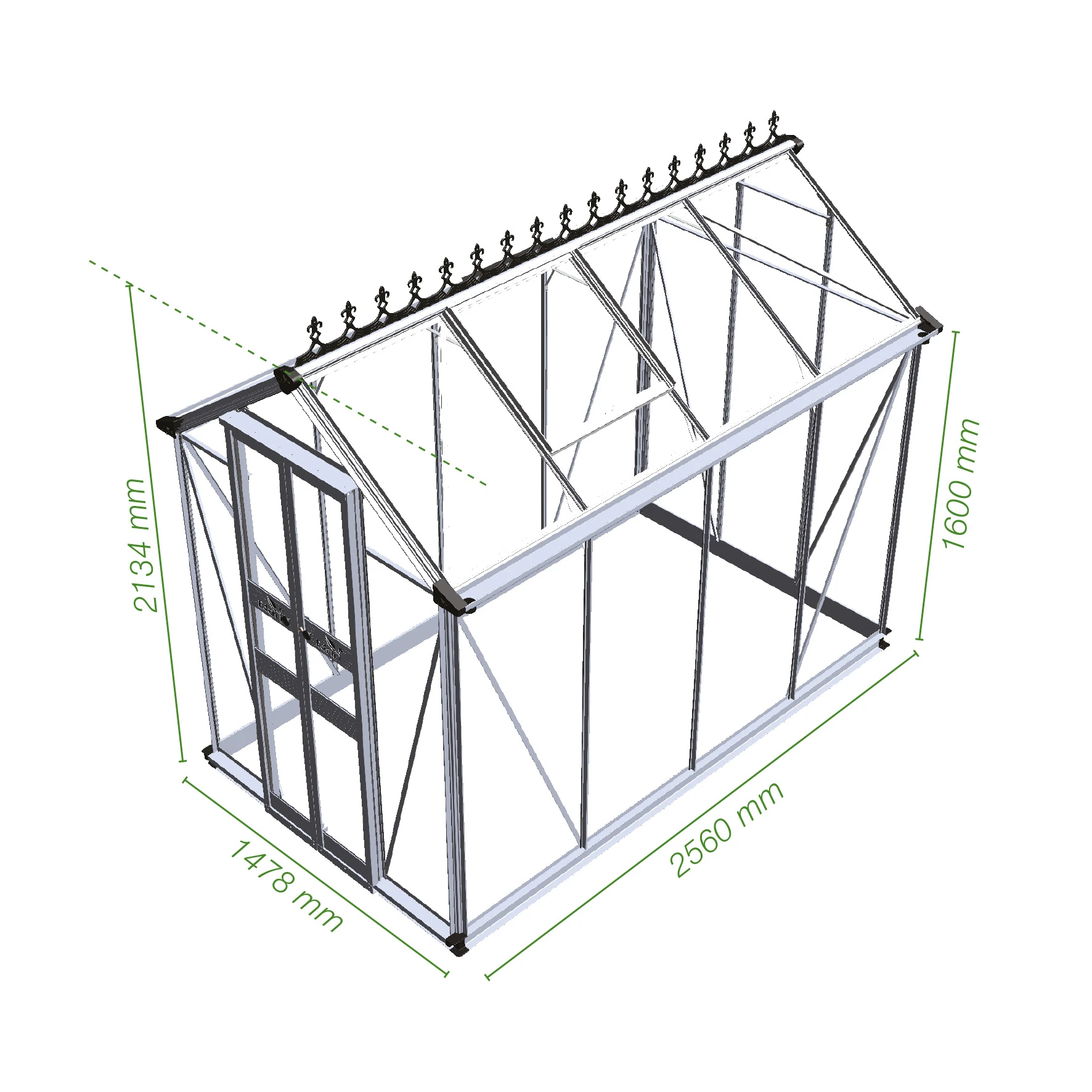 Royal Well Tuinkas Birdlip 48 Veiligheidsglas Zwart Gecoat - Afbeelding 2