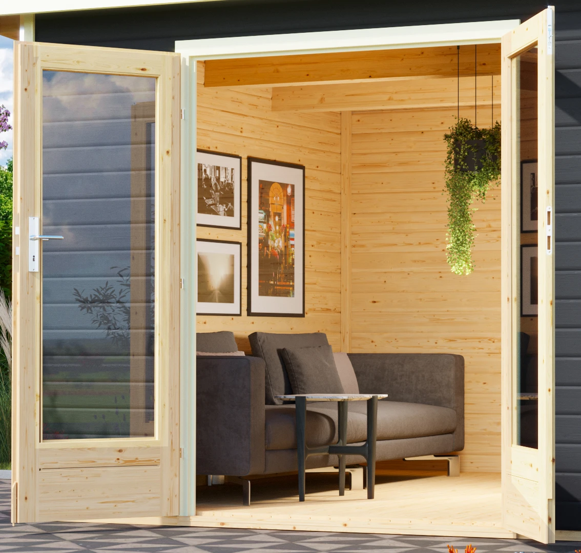 Karibu Tuinhuis Radeburg 3 Grijs 406 x 393 cm - Afbeelding 4