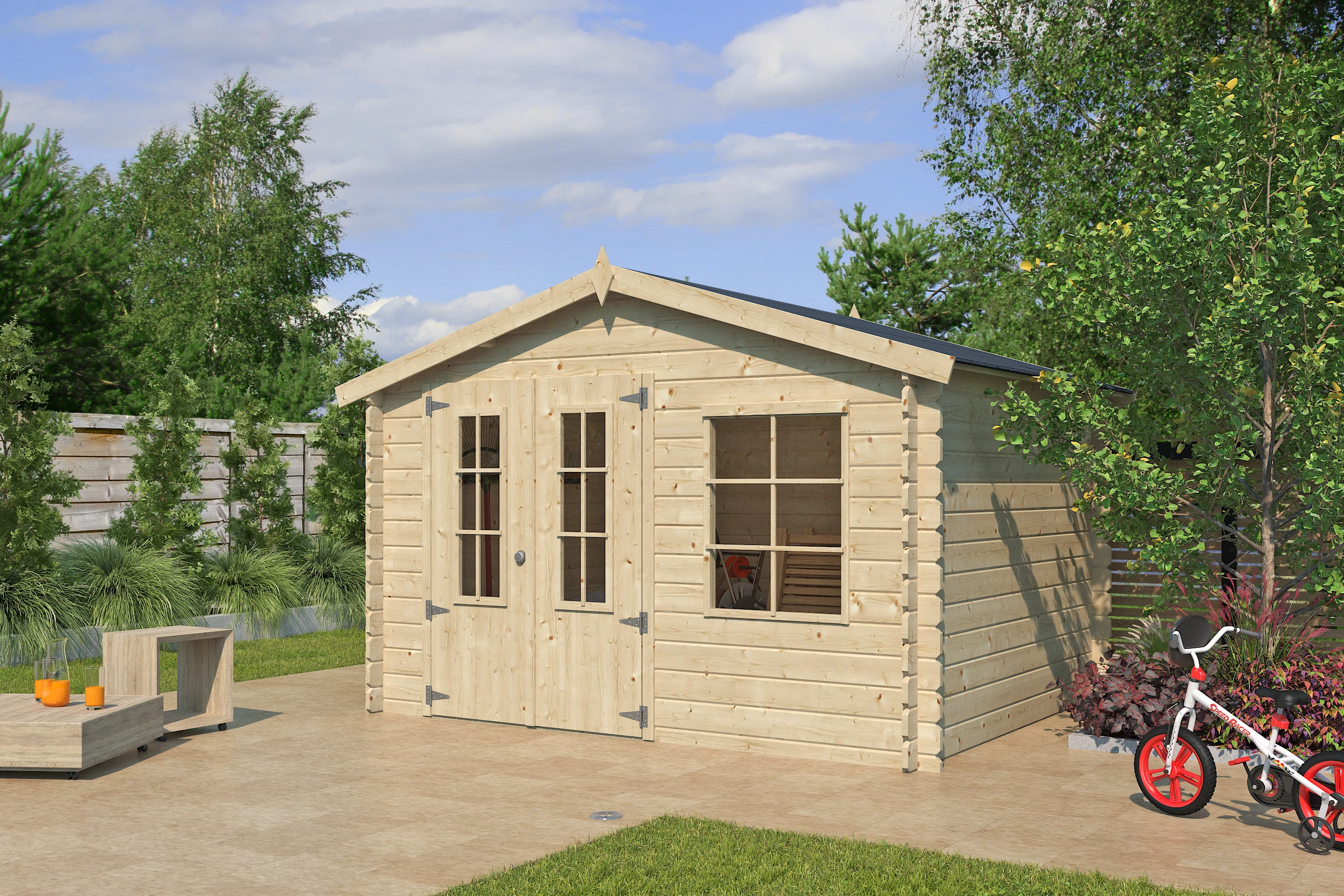 Woodlands Blokhut Base 325 x 265 cm - Afbeelding 1