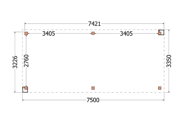 Trendhout Douglas Overkapping Verona Links 750 x 335 cm - Afbeelding 2