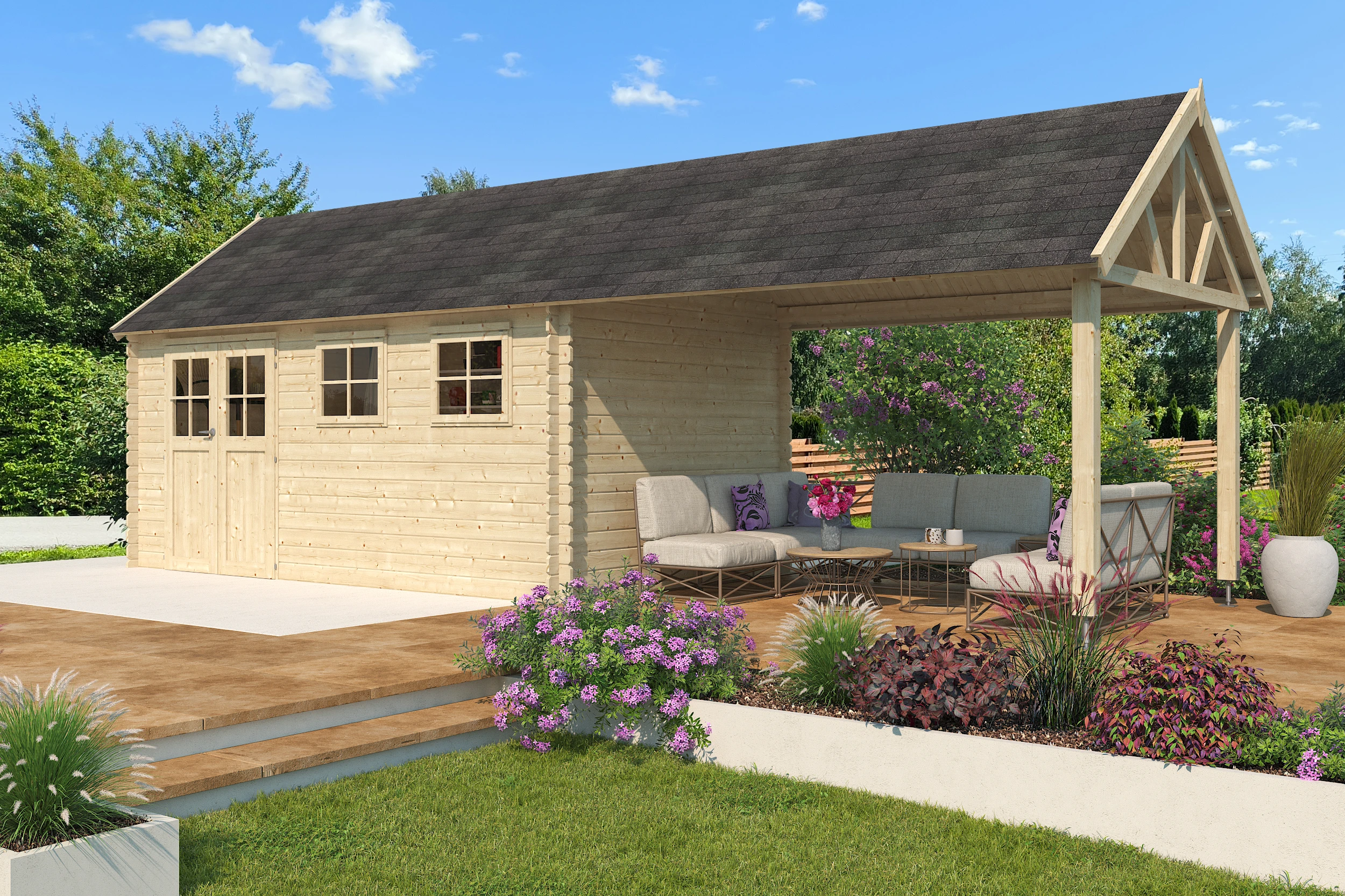 Woodlands Blokhut Gloucester XL 880 x 295 cm - Afbeelding 1
