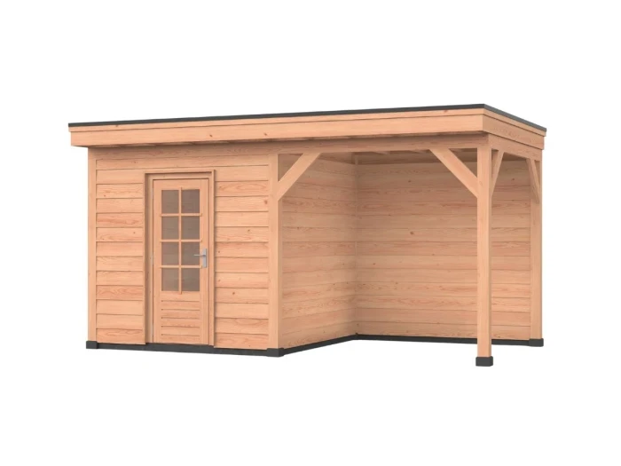 Douglas overkapping, 500 x 300, Met achterwand en schuur, Westwood DIY - Afbeelding 1