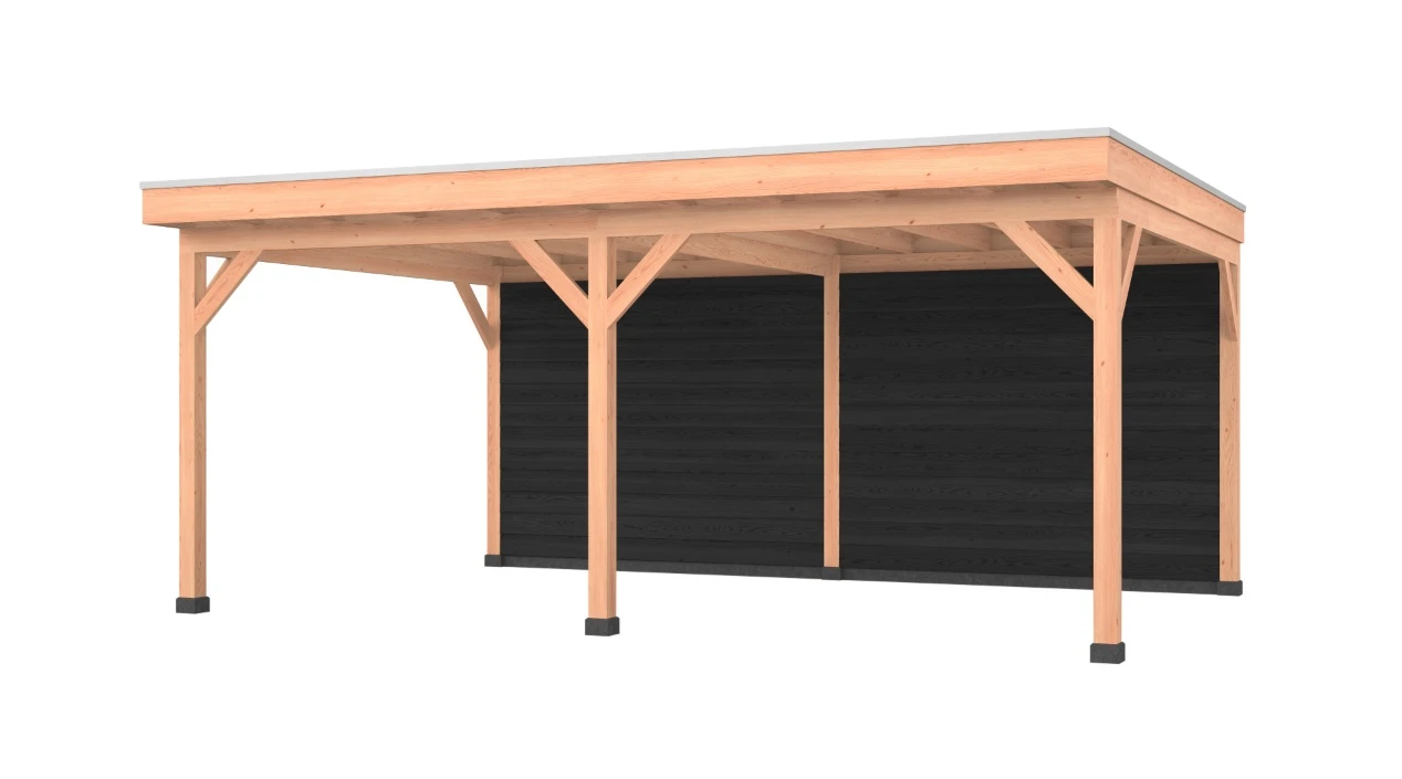 Douglas overkapping, 600 x 400, met zwarte achterwand, Westwood Comfort - Afbeelding 1