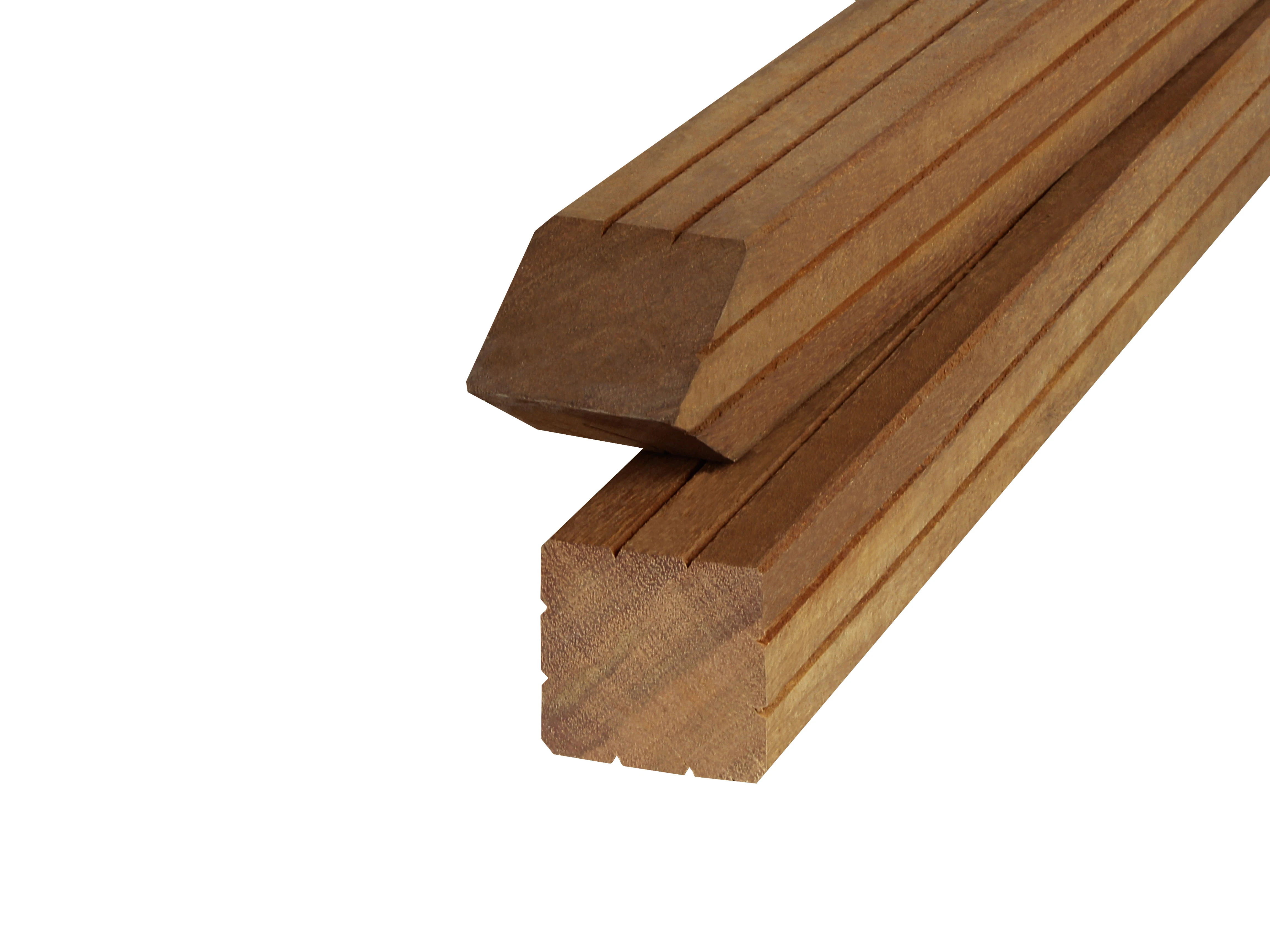 Hardhout Azobe Paal 8.5 x 8.5 cm (85 x 85 mm) Geschaafd - Lengte 400 cm - Afbeelding 4