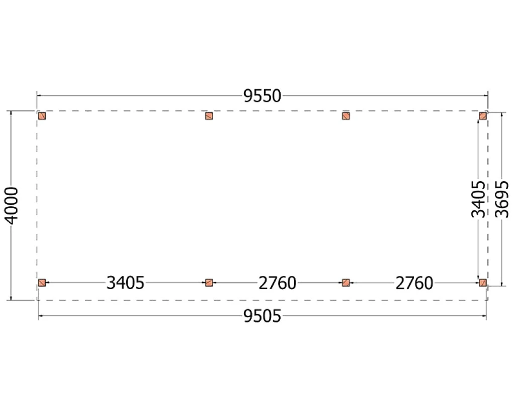 Trendhout Douglas Overkapping Refter 955 x 400 cm - Afbeelding 2