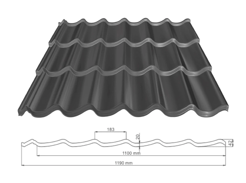 ArcelorMittal Dakpanplaat Luna 9005 Zwart Glans - Lengte 250 cm - Afbeelding 1