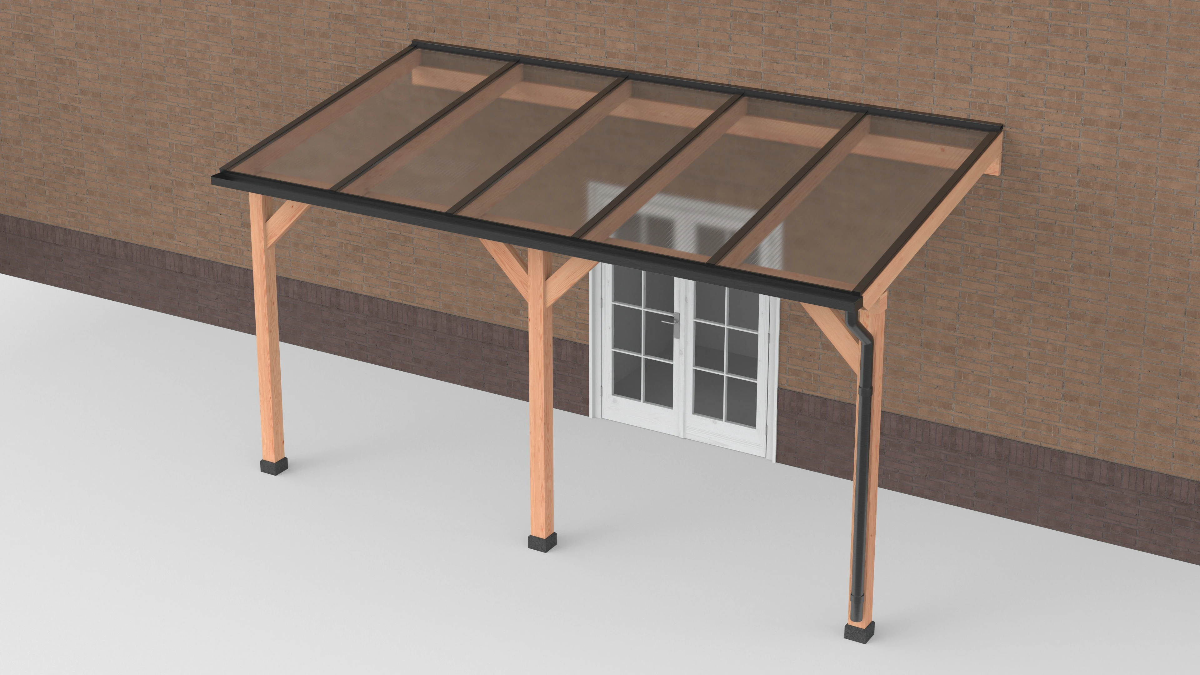 Douglas Terrasoverkapping Zwart Polycarbonaat Helder Geschaafd 500 x 250 cm - Afbeelding 1