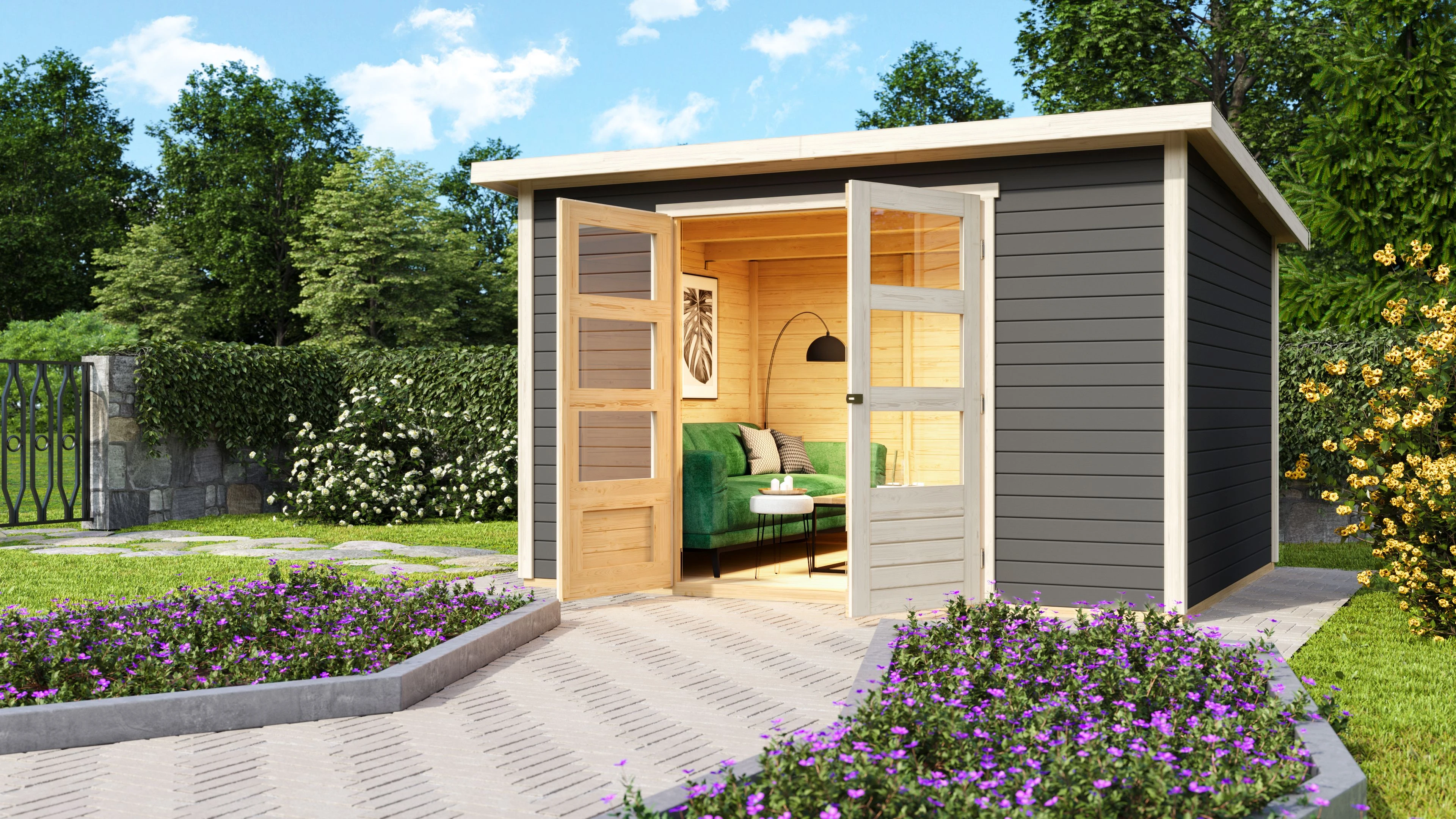 Tuinhuis Stockach 5 Grijs 330 x 282 - Afbeelding 1