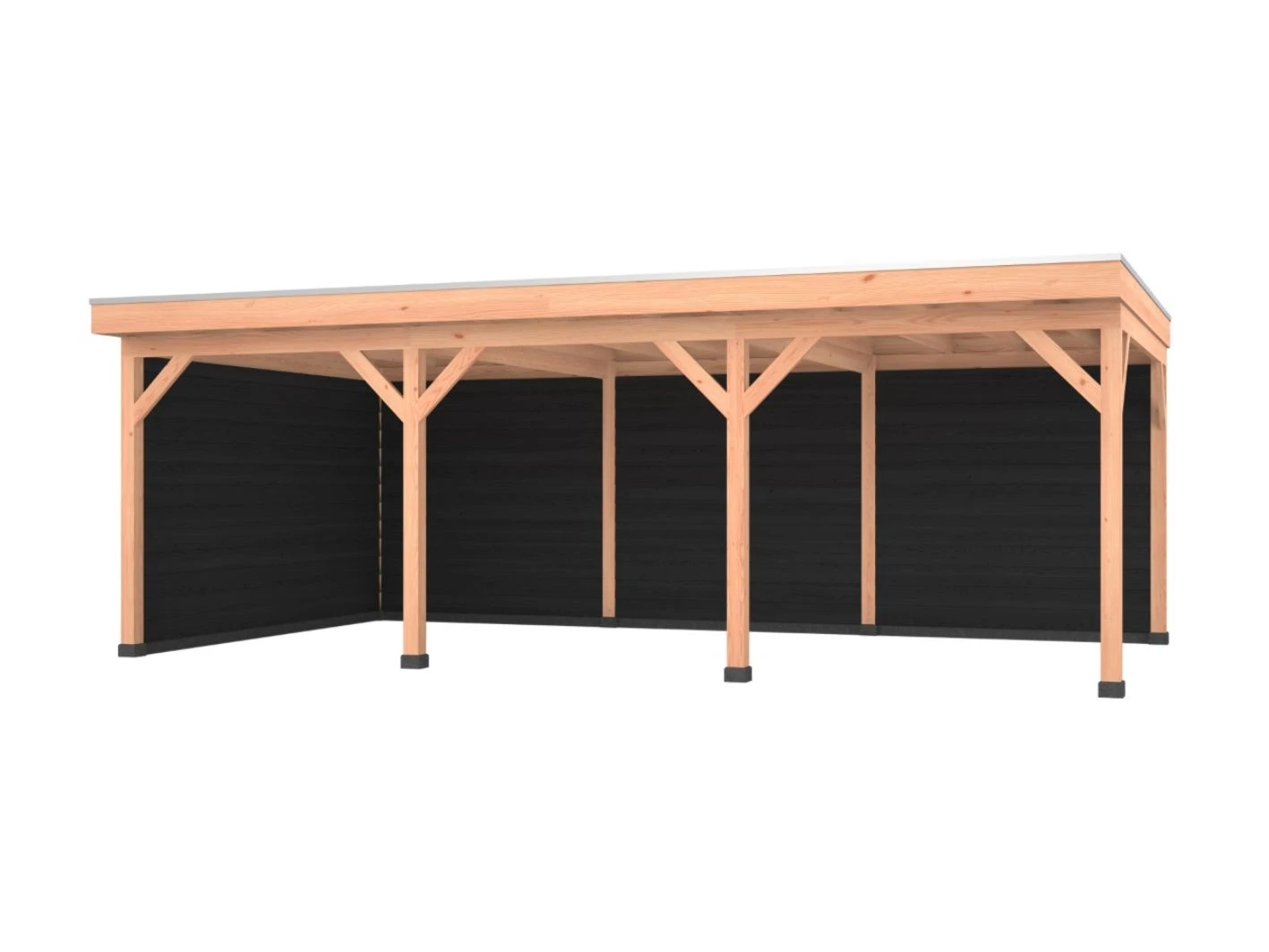 Douglas overkapping, 750 x 400, met zwarte achterwand en zijwand, Westwood Comfort - Afbeelding 1