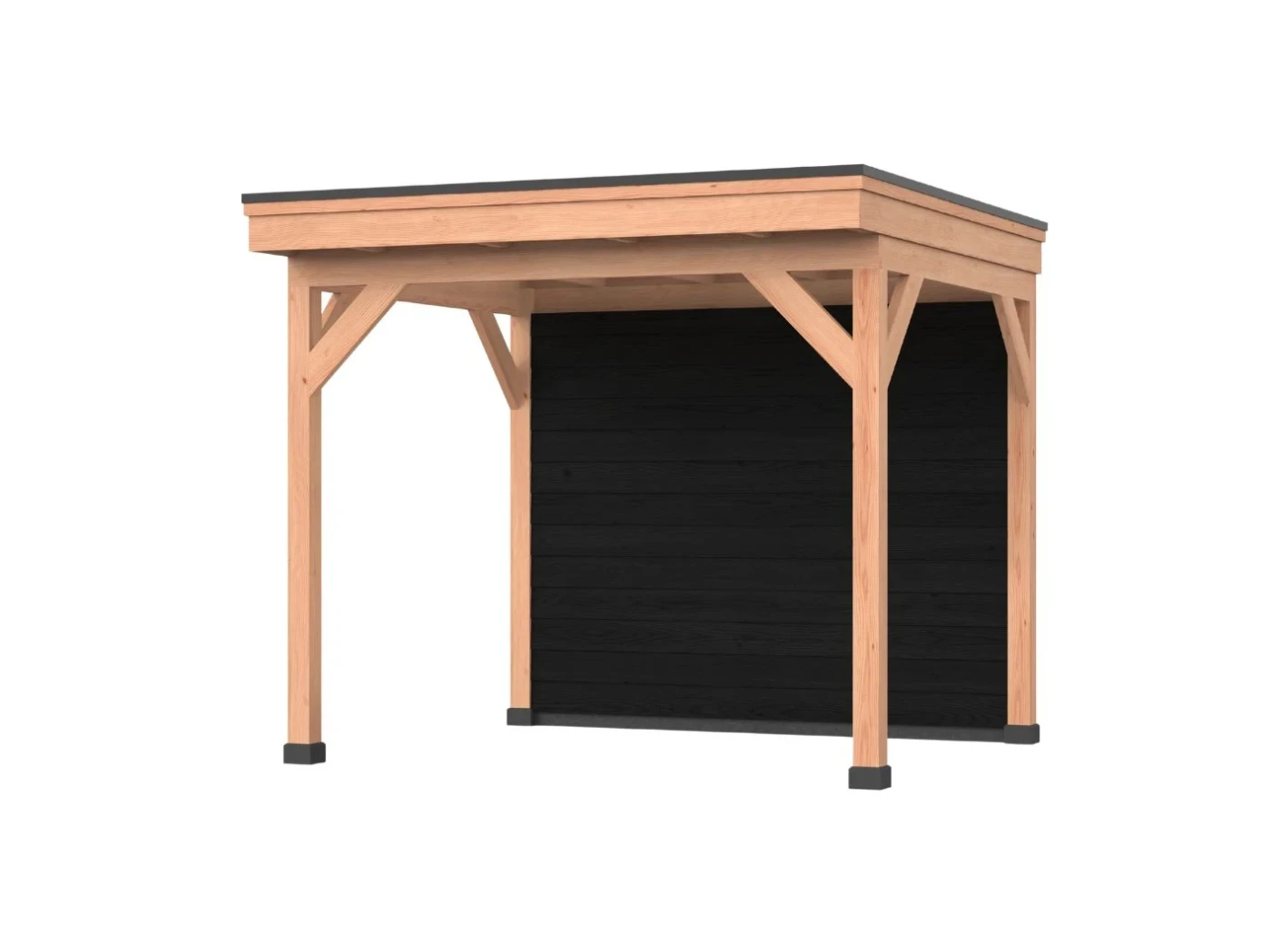 Douglas overkapping, 300 x 250, Met achterwand, Westwood DIY zwart - Afbeelding 1