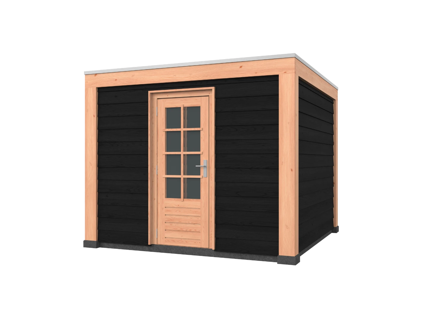 Douglas overkapping, 300 x 300, met zwarte schuur, Westwood Modern - Afbeelding 1