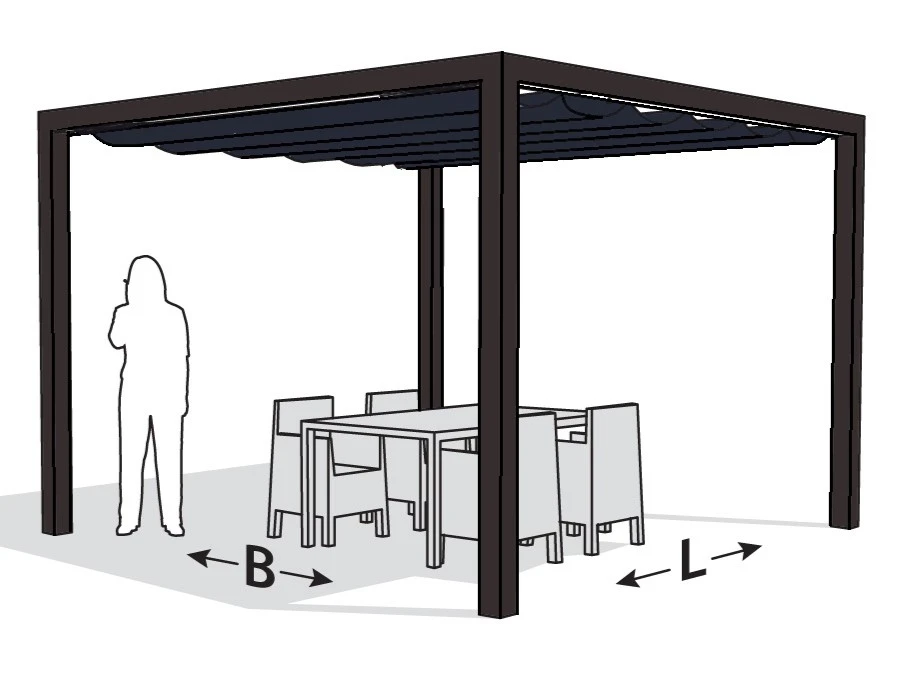 Platinum Optiva Aluminium Pergola Antraciet met Coolfit Schaduwdoek Antraciet 319 x 419 cm - Afbeelding 1