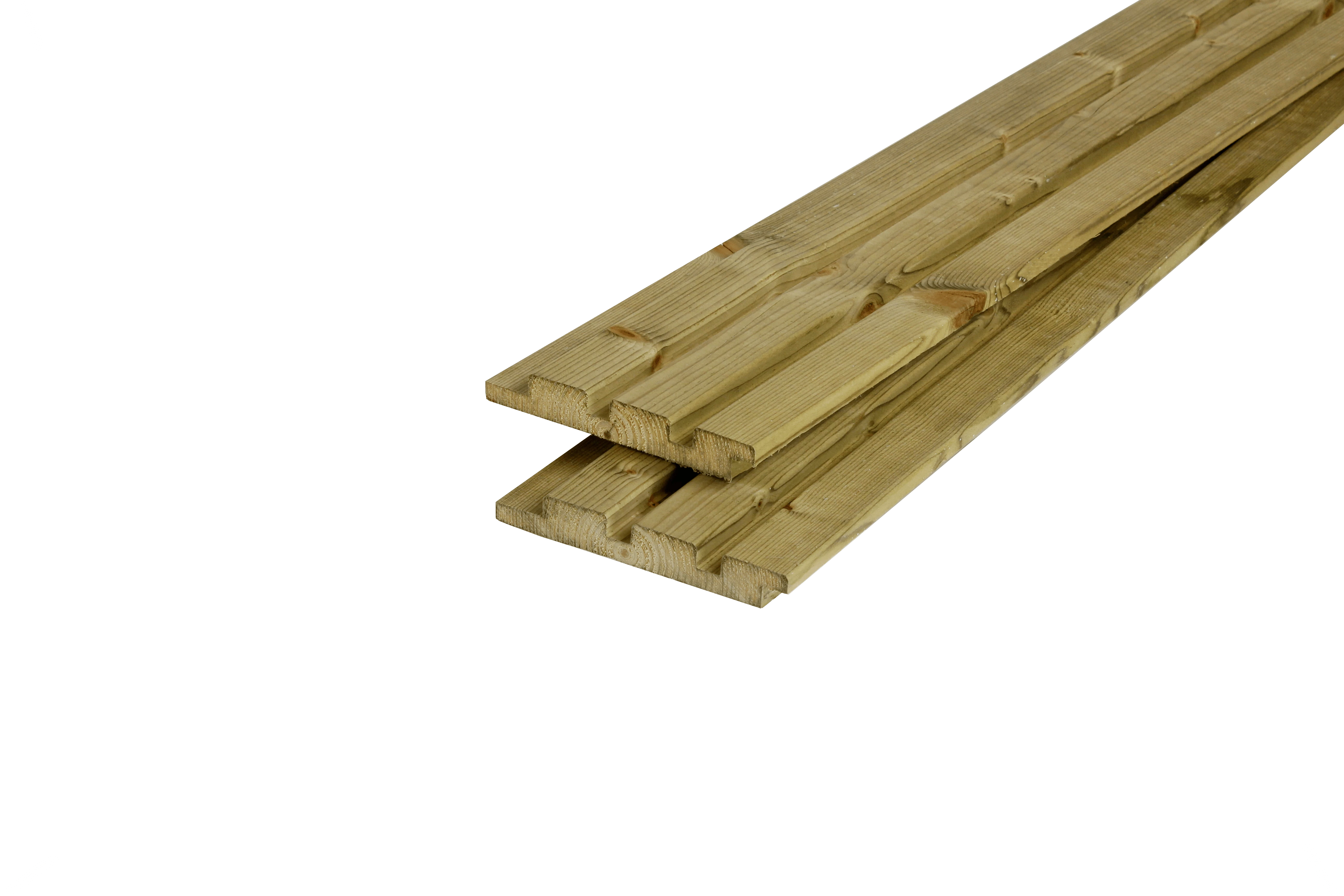 Vuren Rhombusprofiel 2.2 x 14 cm (22 x 140 mm) Triple Groen Geïmpregneerd - Lengte 400 cm - Afbeelding 2