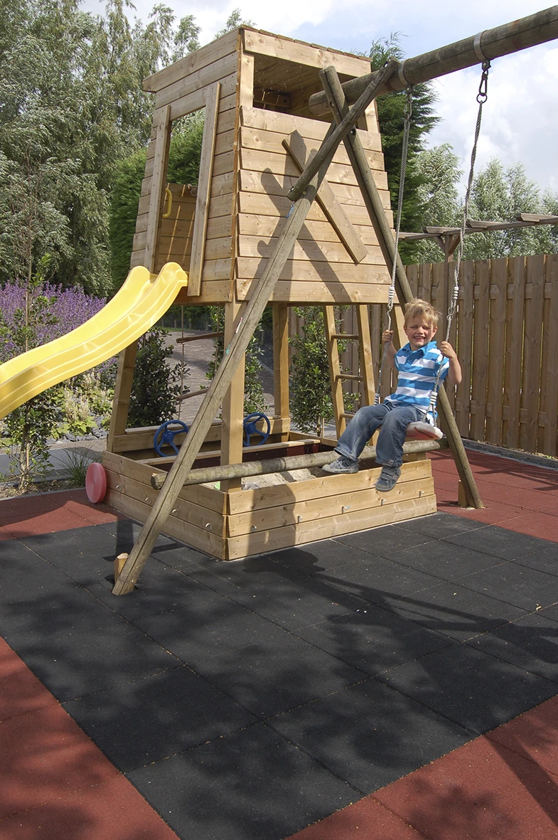 Gardenlux Rubber Speelplaatstegel met Steekverbinding 50 x 50 x 3 cm Zwart - Afbeelding 2