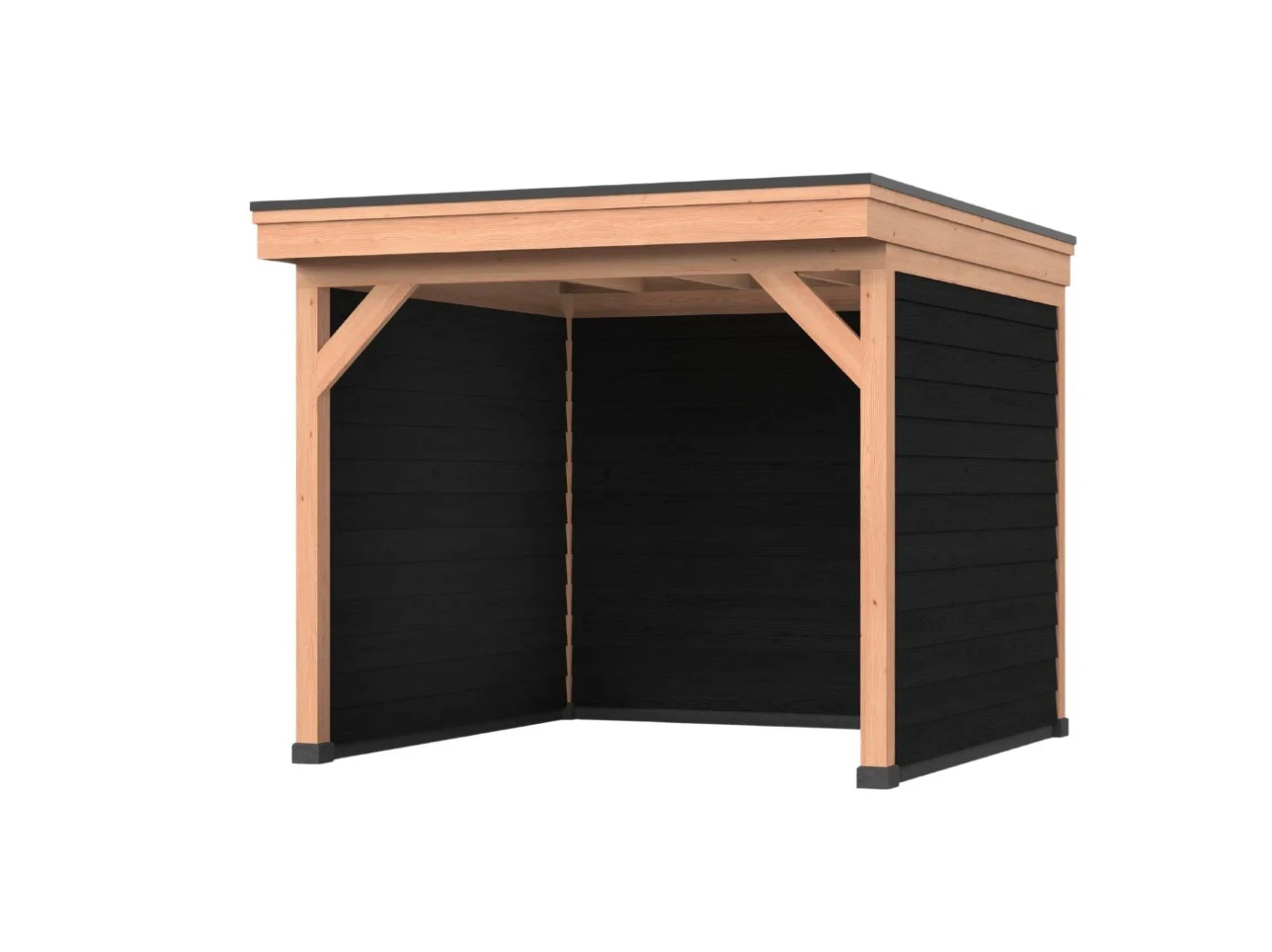 Douglas overkapping, 300 x 300, Met achterwand en twee zijwanden, Westwood DIY zwart - Afbeelding 1