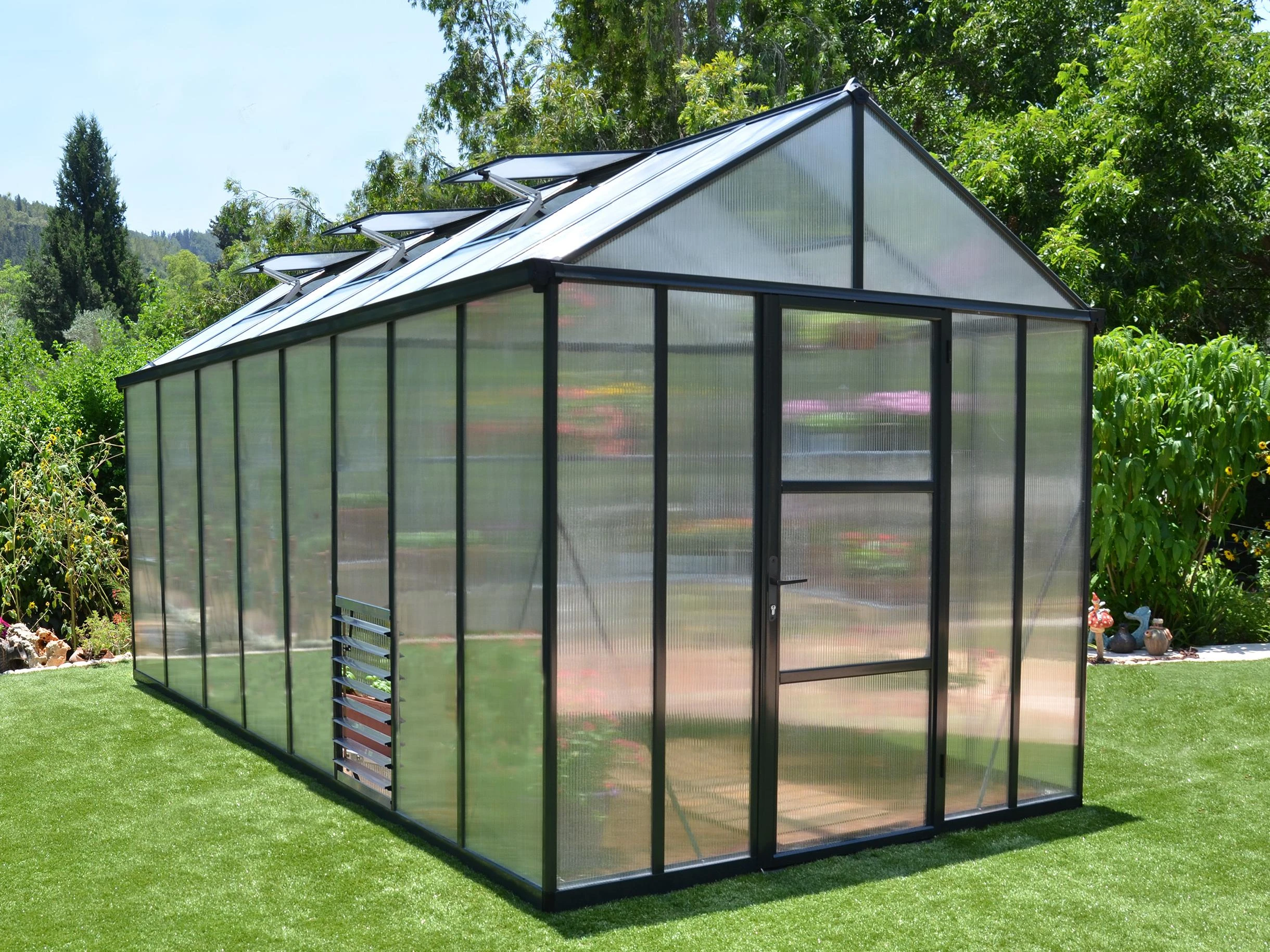 Palram Canopia Tuinkas Glory 244 x 484 cm Antraciet - Afbeelding 1