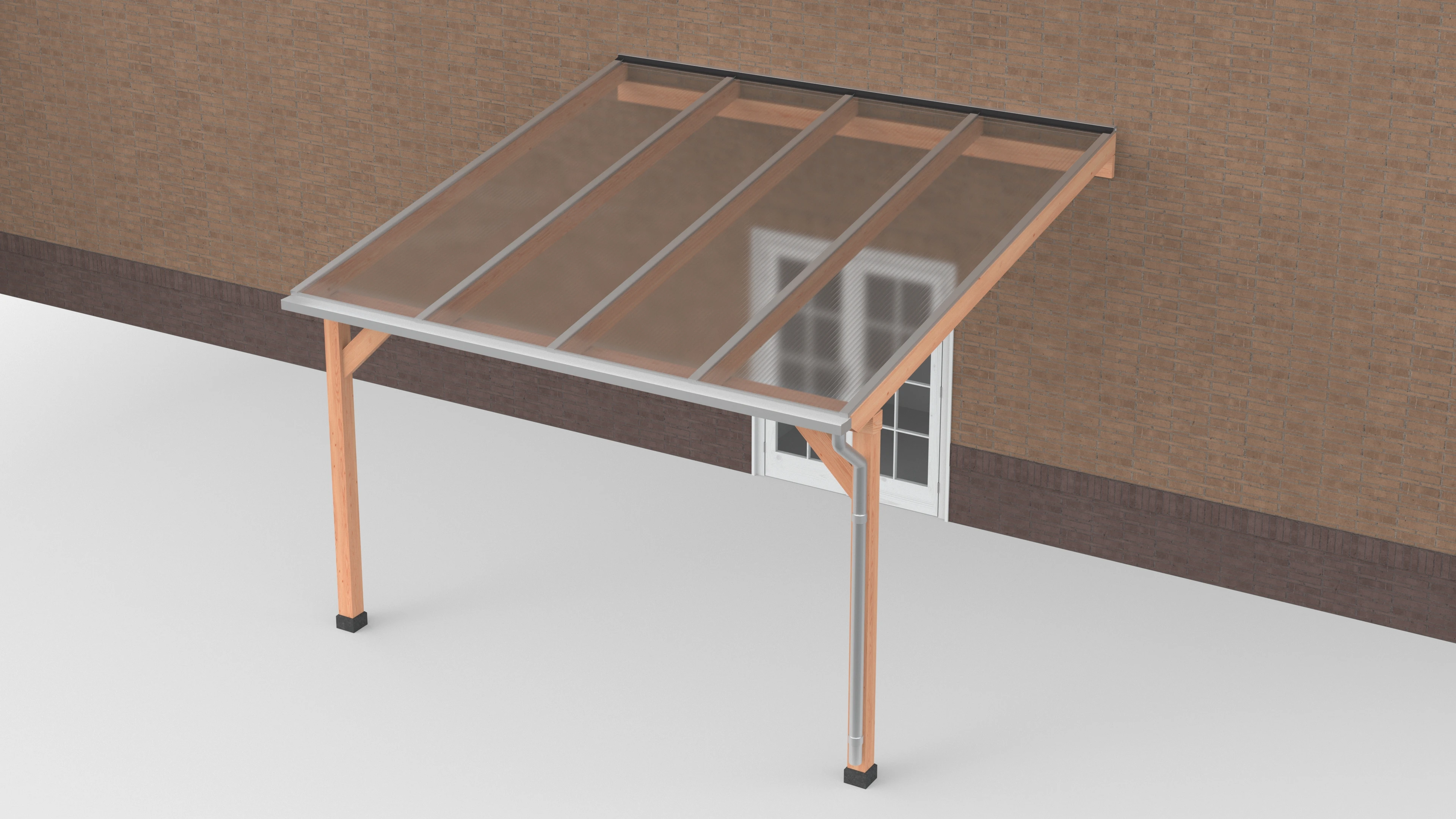 Douglas Terrasoverkapping Polycarbonaat Helder Geschaafd - 400 x 400 cm - Afbeelding 1