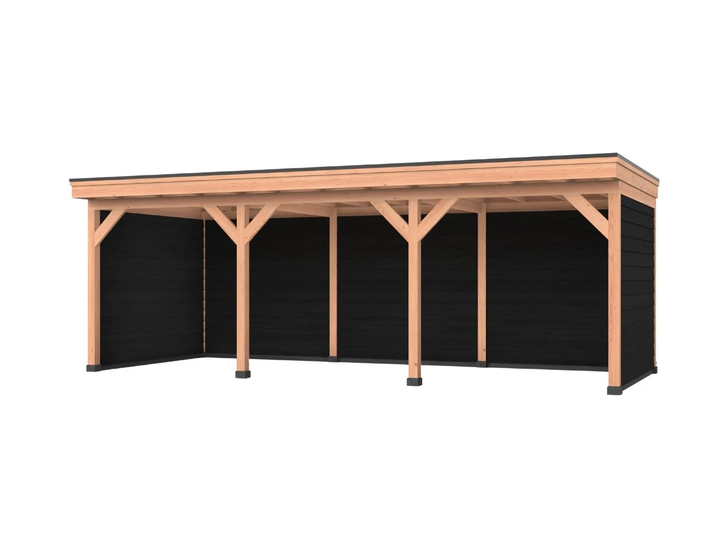 Douglas overkapping, 750 x 250, Met achterwand en twee zijwanden, Westwood DIY zwart - Afbeelding 1
