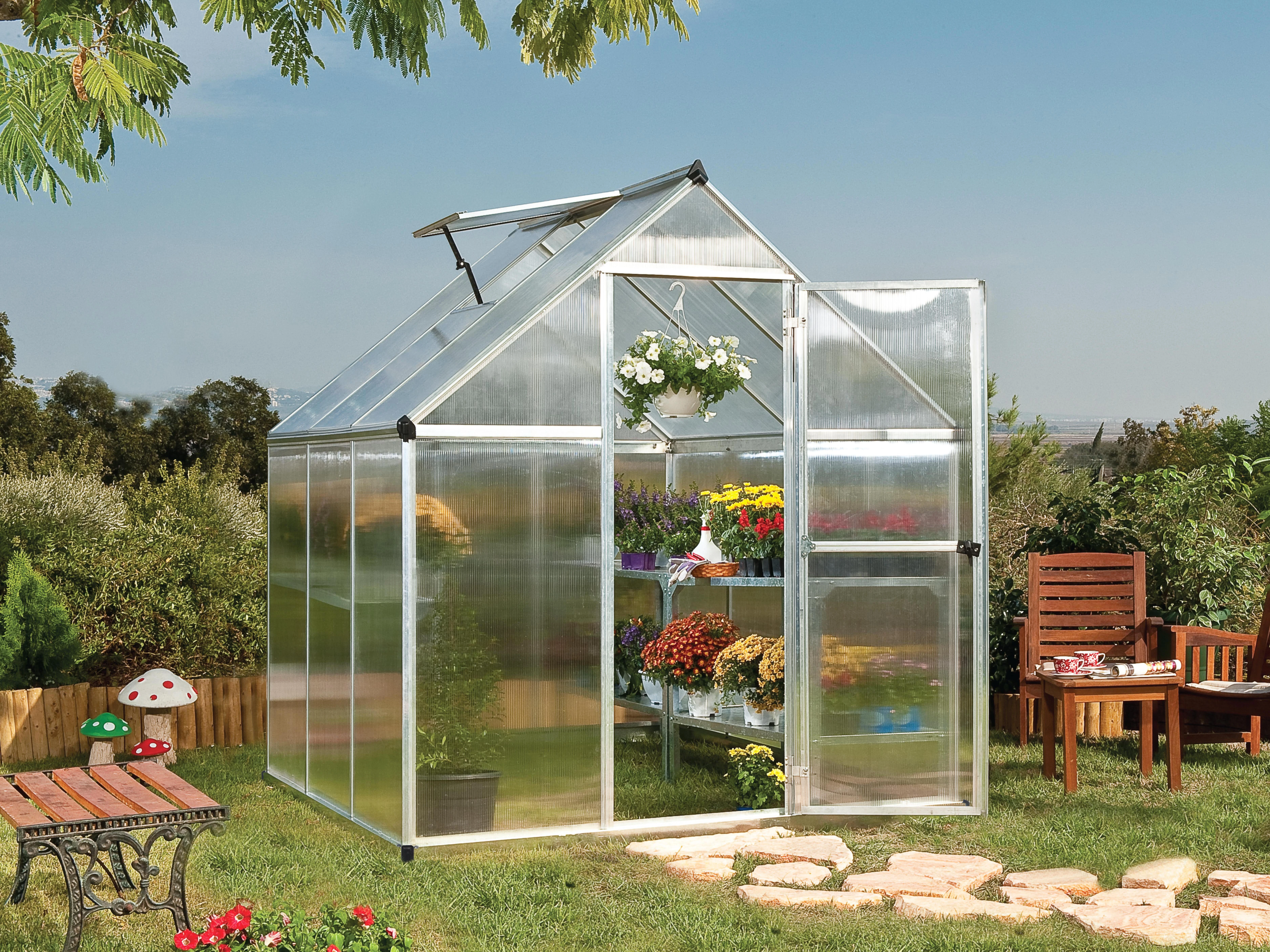 Palram Canopia Tuinkas Mythos 185 x 185 cm Zilver - Afbeelding 1