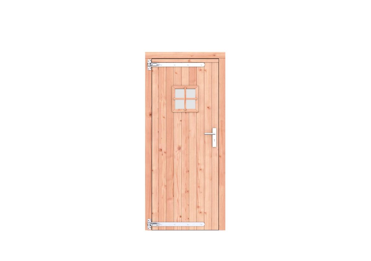 Douglas enkele deur dicht met ruitje - 90 x 201 cm - Kleurloos Geimpregneerd - Linksdraaiend - Afbeelding 1