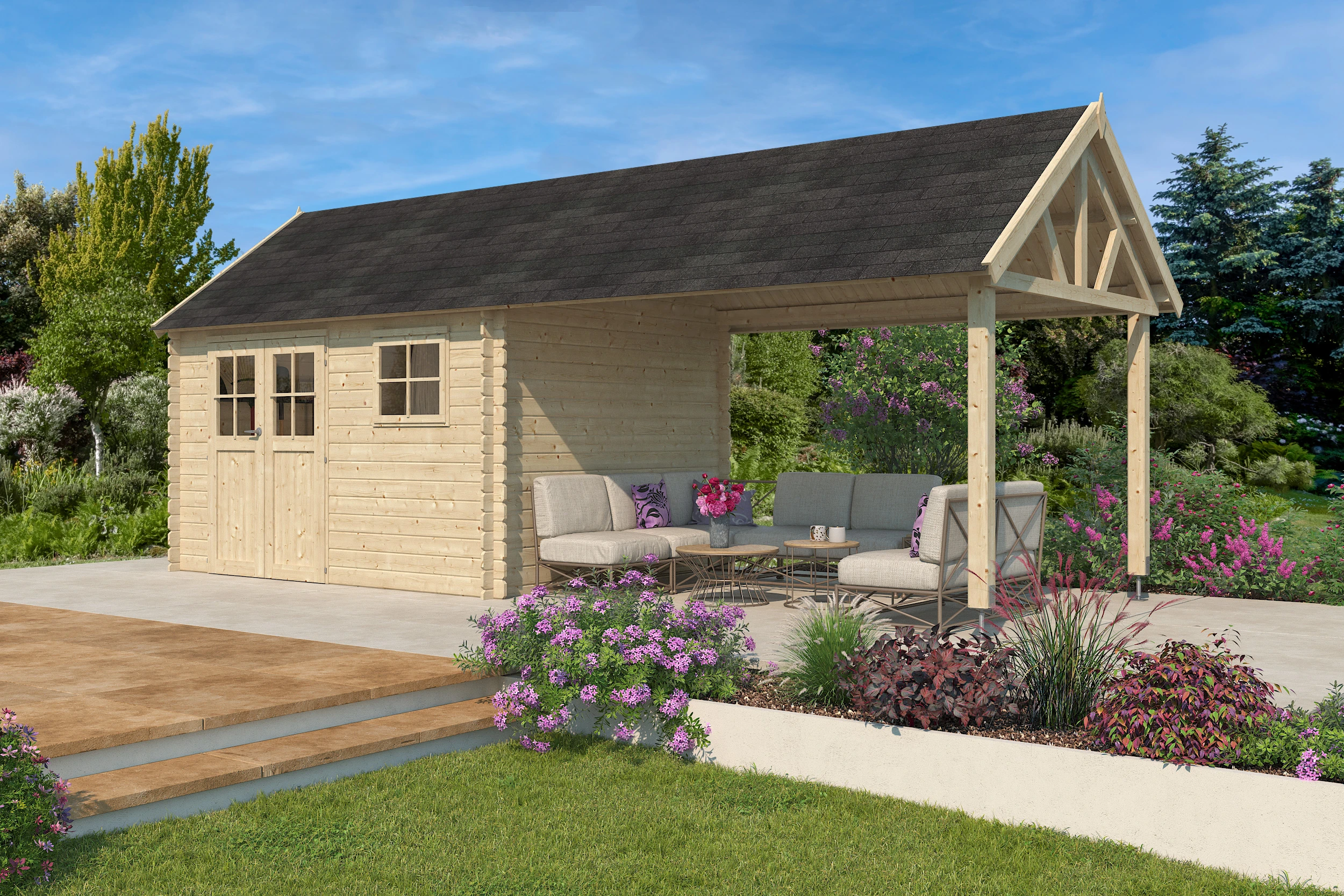 Woodlands Blokhut Gloucester L 760 x 295 cm - Afbeelding 1