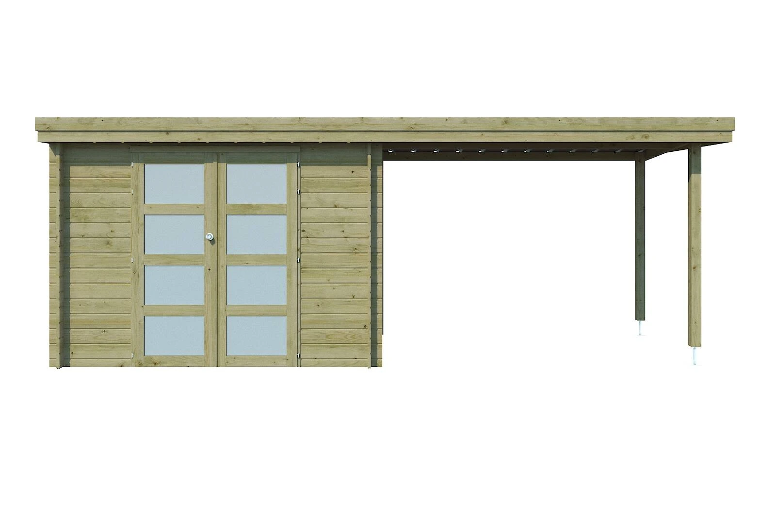 Woodlands Blokhut Oregon met Overkapping Geïmpregneerd - 595 x 205 cm - Afbeelding 1