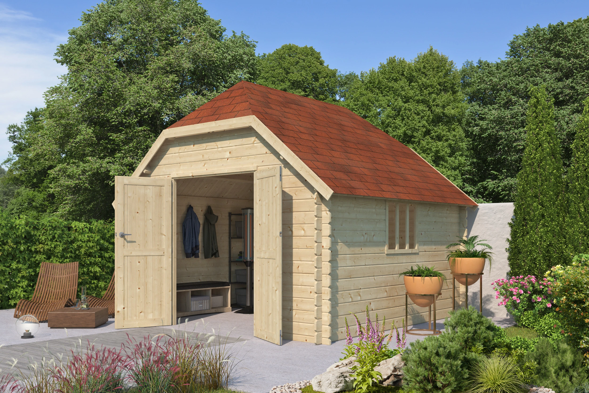 Woodlands Blokhut Oxford L 355 x 355 cm - Afbeelding 7