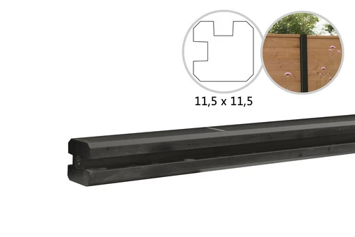 Beton Hoekpaal met Sleuf en Platte Kop 11.5 x 11.5 cm (115 x 115 mm) Antraciet Gecoat - Lengte 277 c - Afbeelding 2