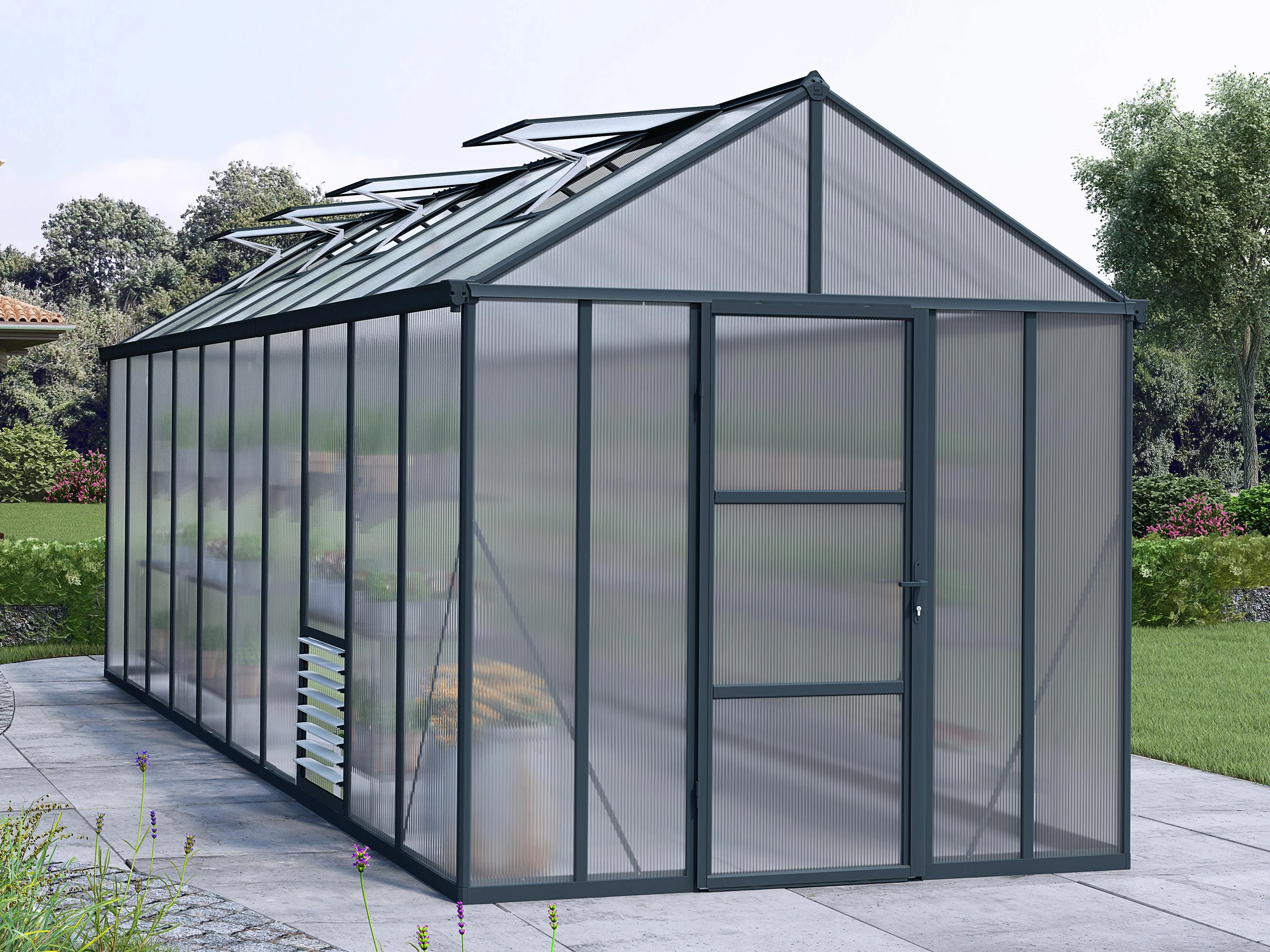 Palram Canopia Tuinkas Glory 244 x 604 cm Antraciet - Afbeelding 1