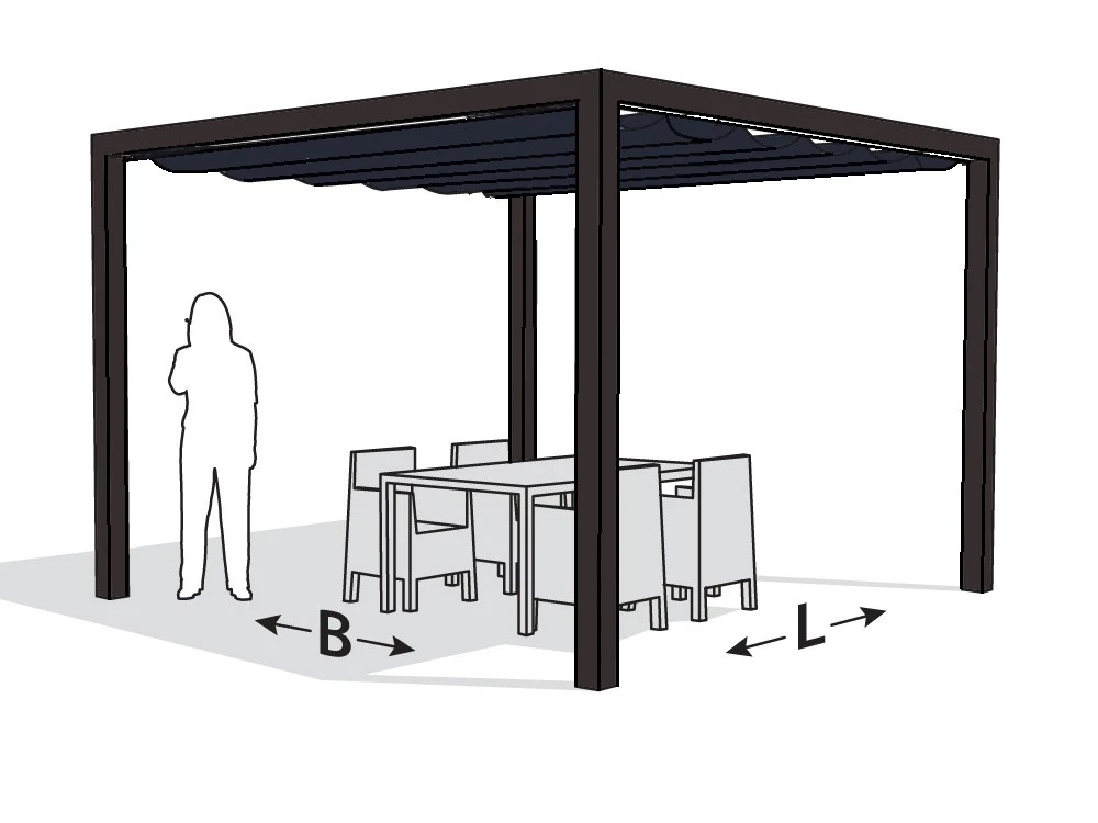 Platinum Optiva Aluminium Pergola Antraciet met Coolfit Schaduwdoek Antraciet 402 x 402 cm - Afbeelding 1