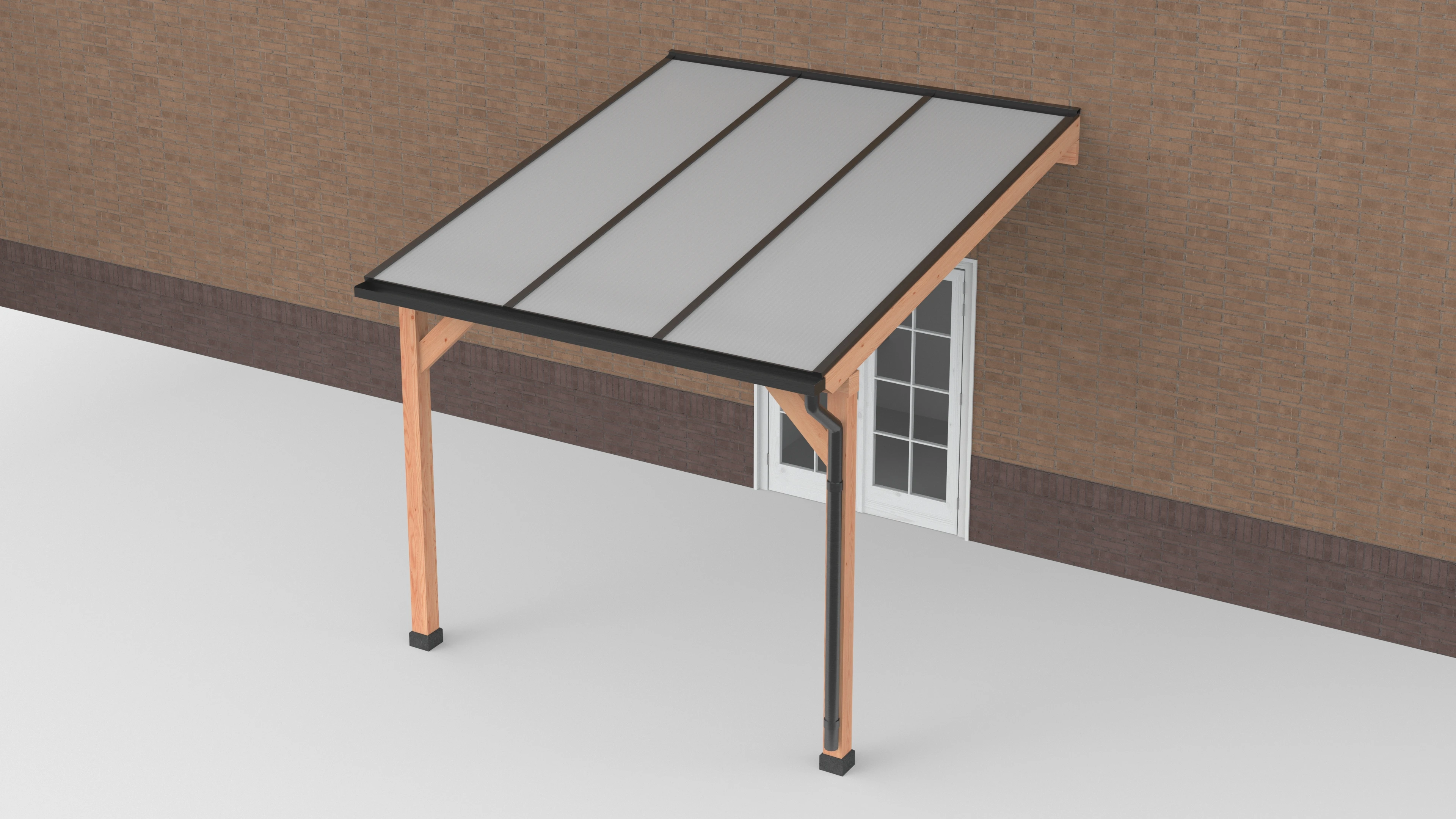 Douglas Terrasoverkapping Zwart Polycarbonaat Opaal Geschaafd 300 x 350 cm - Afbeelding 1