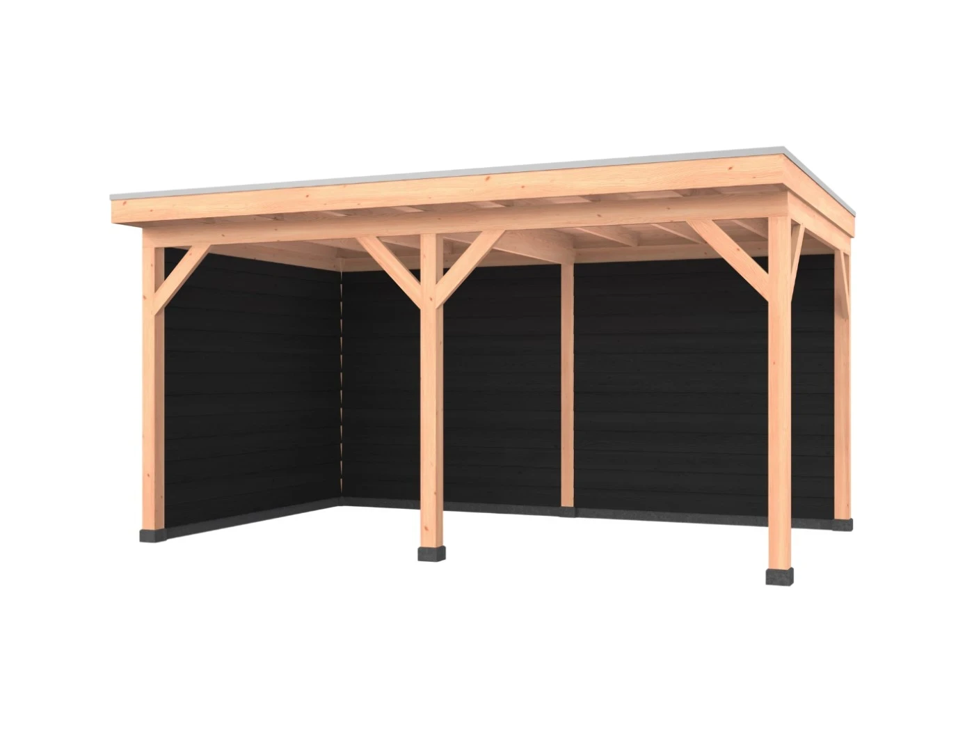 Douglas overkapping, 500 x 300, met achterwand en zijwand, Westwood Comfort Zwart - Afbeelding 1