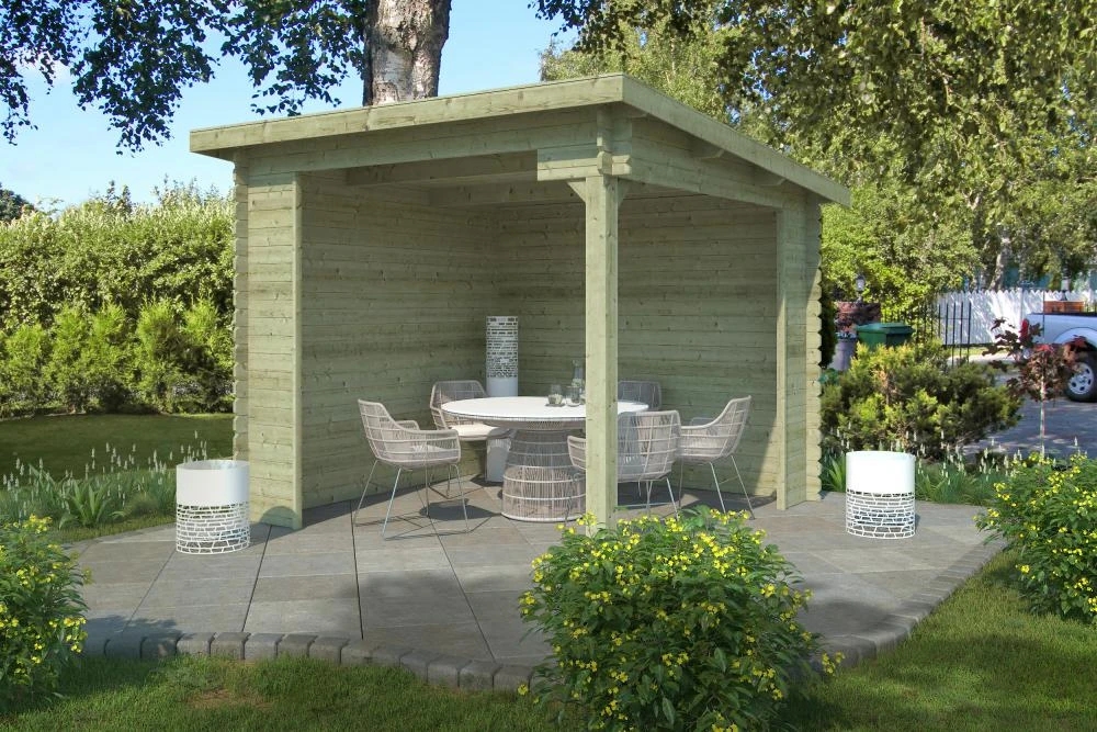 Outdoor Life Blokhut Lara Groen Geïmpregneerd 275 x 275 cm - Afbeelding 1