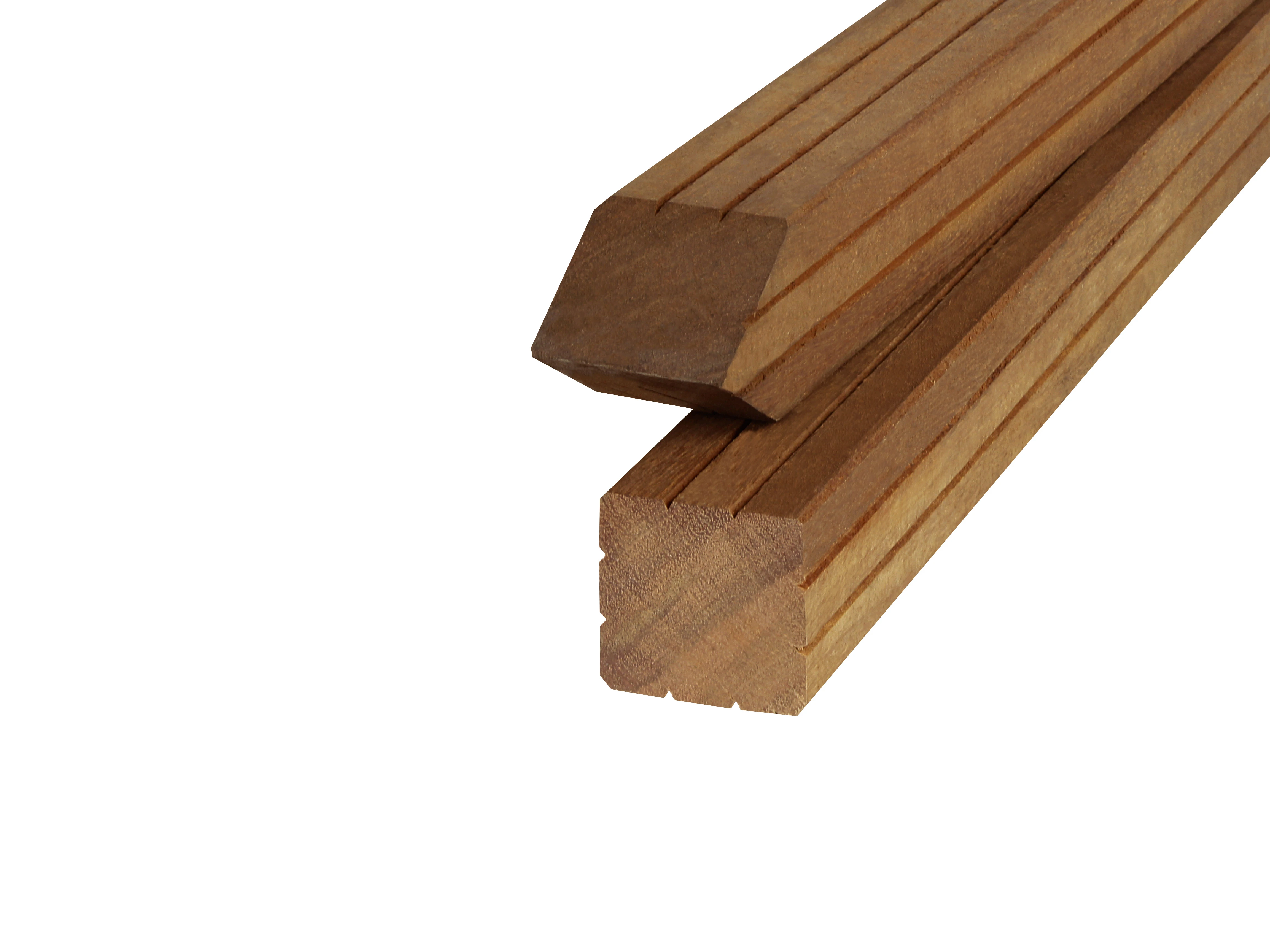 Hardhout Azobe Paal 6.5 x 6.5 cm (65 x 65 mm) Geschaafd - Lengte 245 cm - Afbeelding 2