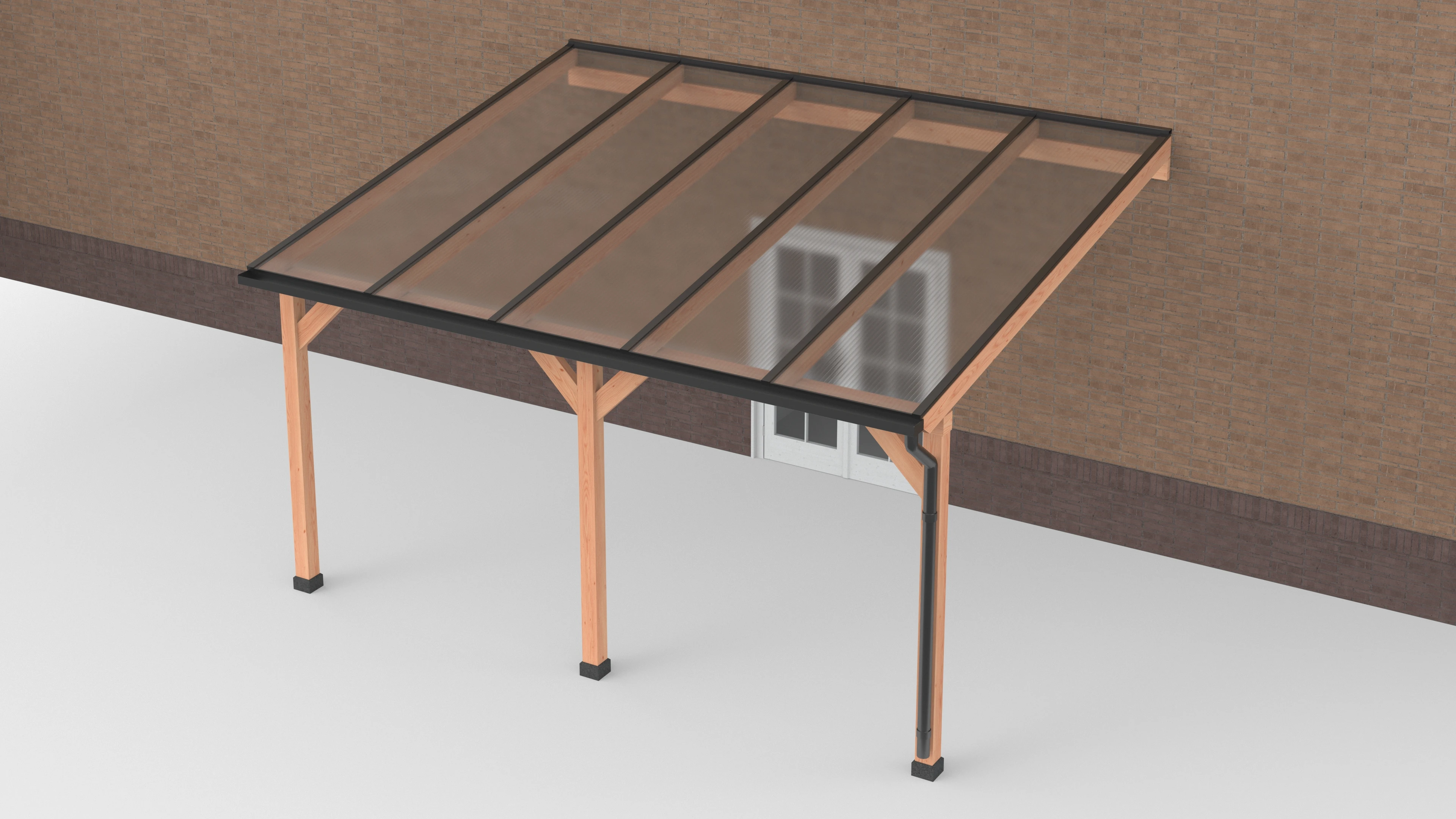 Douglas Terrasoverkapping Zwart Polycarbonaat Helder Geschaafd 500 x 400 cm - Afbeelding 1
