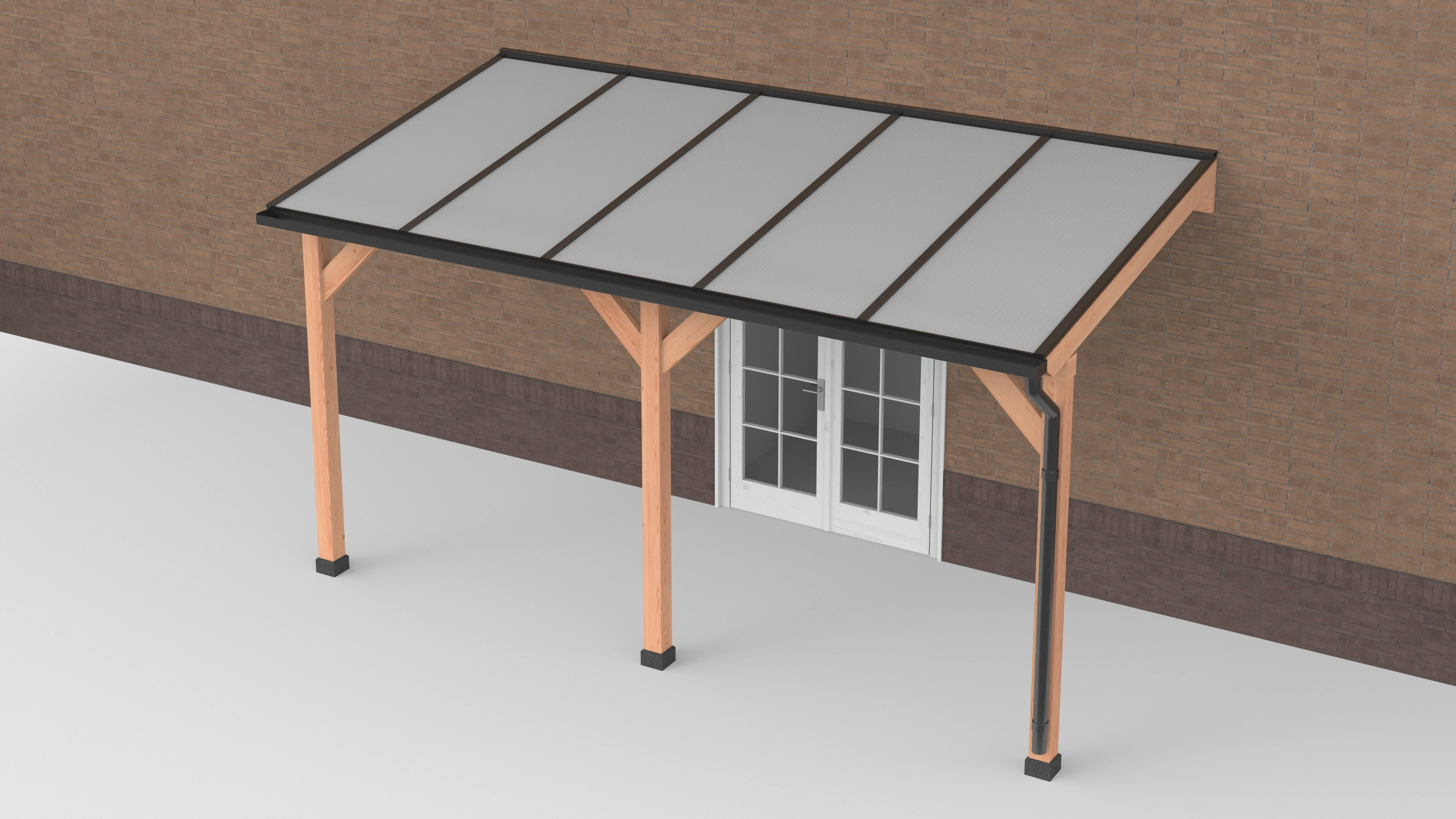 Douglas Terrasoverkapping Zwart Polycarbonaat Opaal Geschaafd 500 x 250 cm - Afbeelding 1
