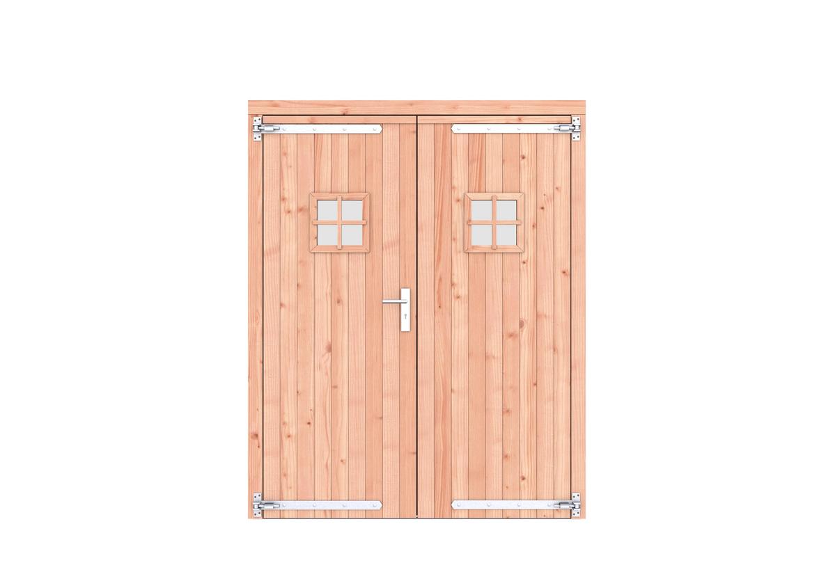 Douglas dubbele deur dicht met ruitje - 168 x 209 cm - Kleurloos Geimpregneerd - Afbeelding 1