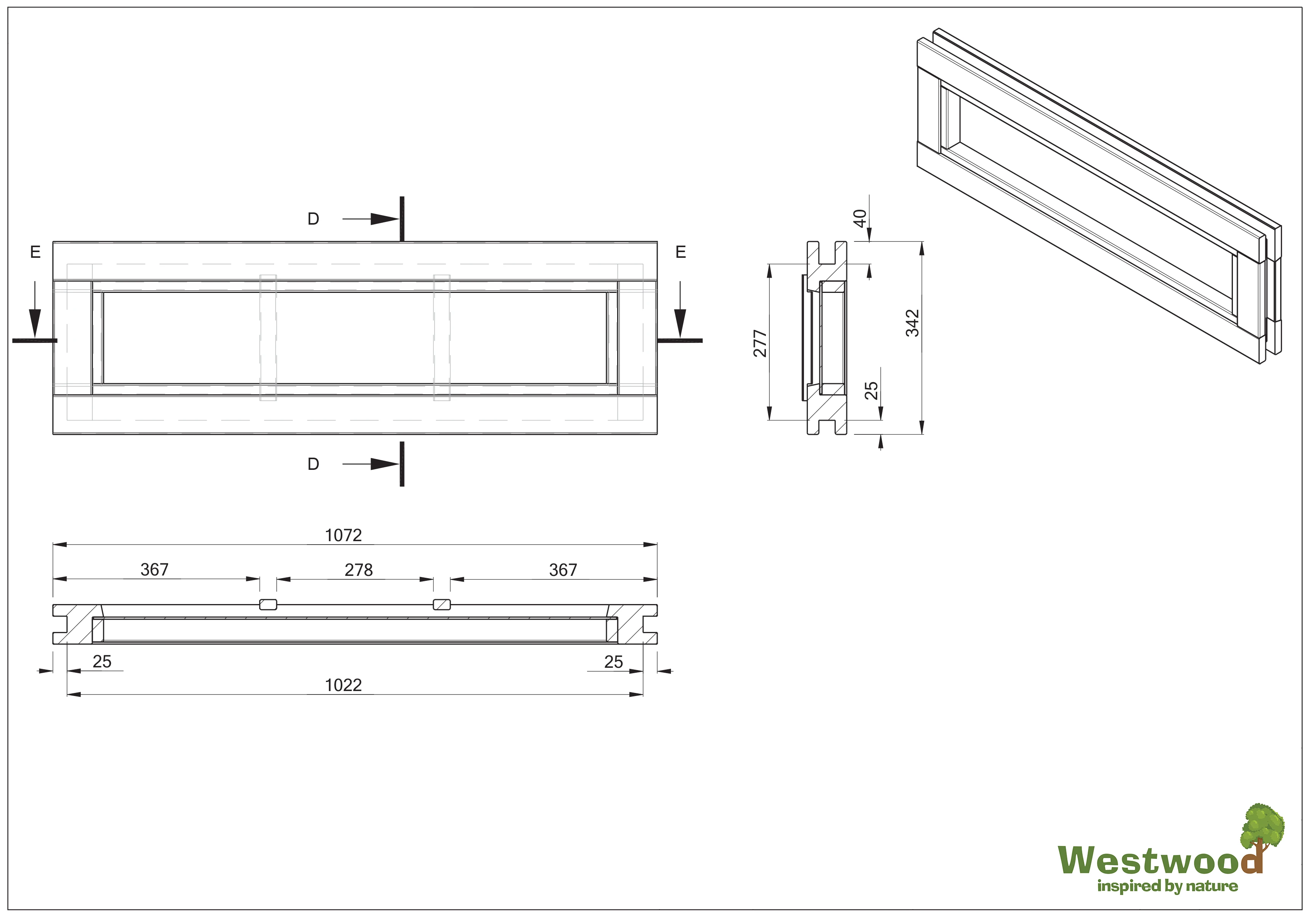 Douglas Vast Raam 3-Ruits 107 x 34 cm - Afbeelding 4
