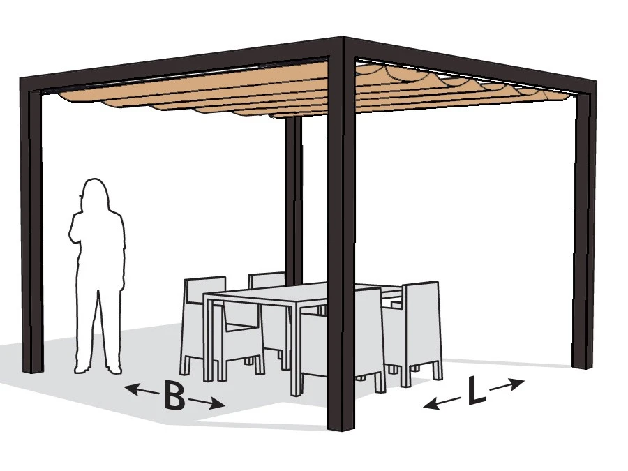 Platinum Optiva Aluminium Pergola Antraciet met Coolfit Schaduwdoek Zand 319 x 319 cm - Afbeelding 1