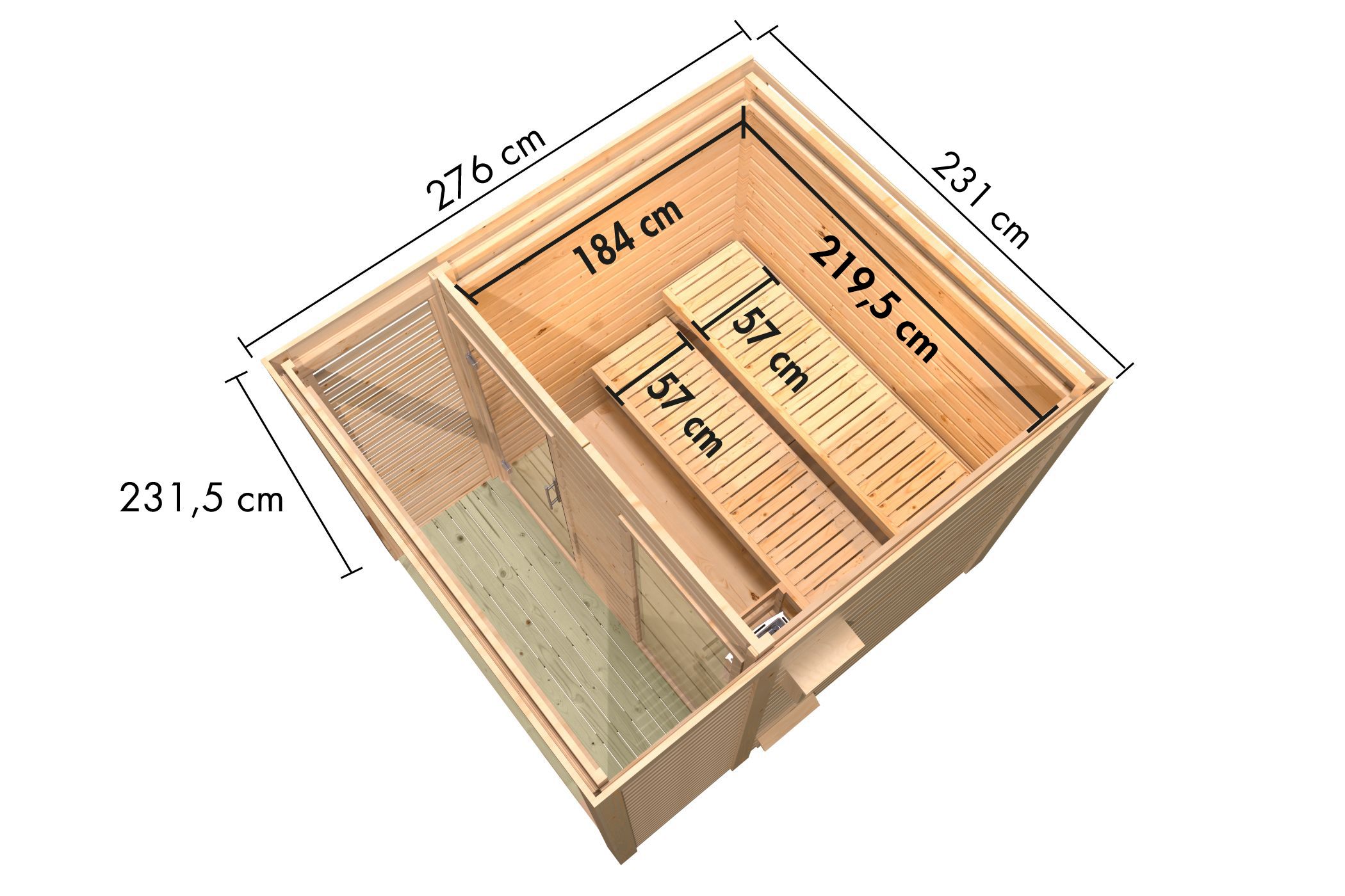 Sauna Oss 2 Finish 237 x 276 x 232 cm - Afbeelding 4
