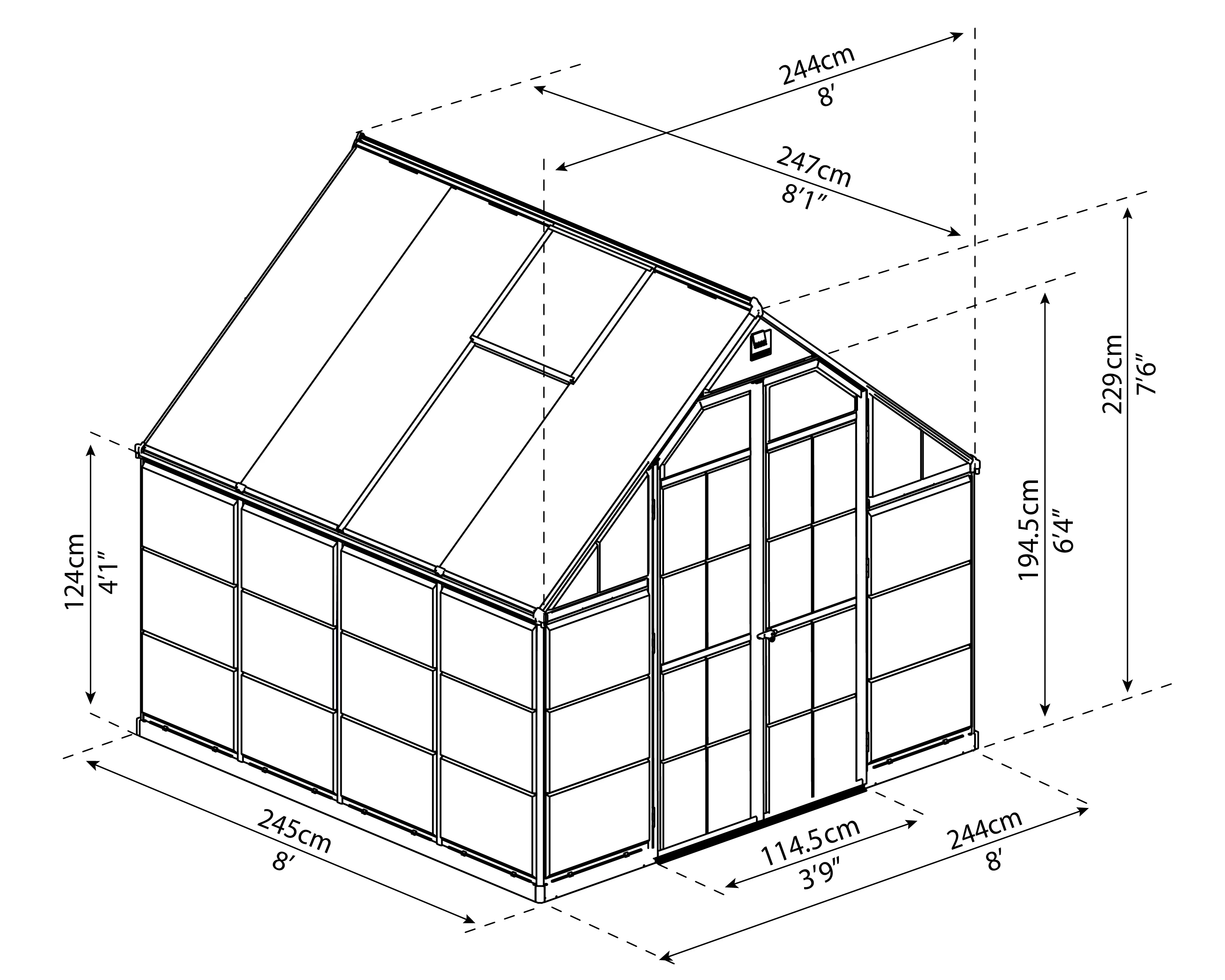 Palram Canopia Tuinkas Balance 244 x 247 cm Zilver - Afbeelding 5
