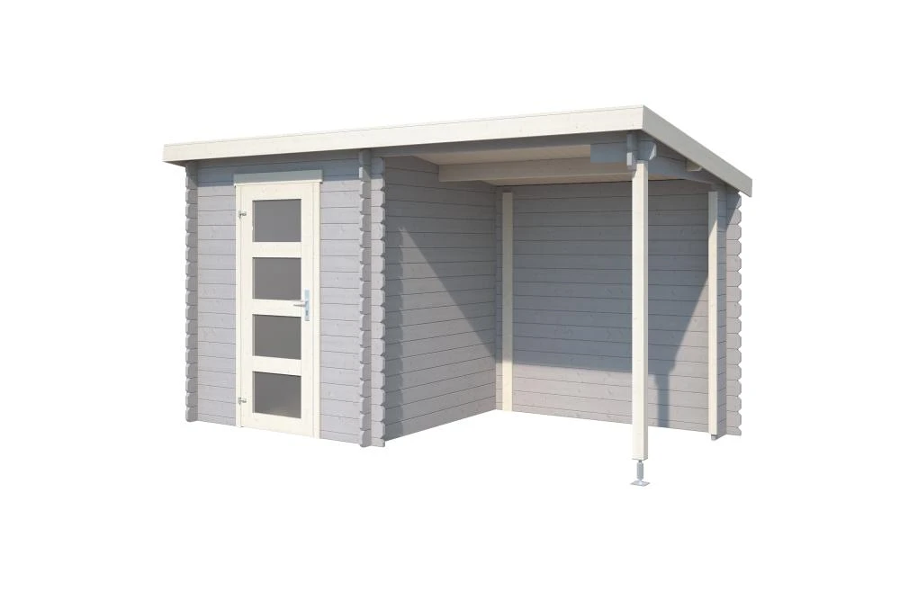 Outdoor Life Blokhut Jelle Platinum Grey-Wit 370 x 175 cm - Afbeelding 1