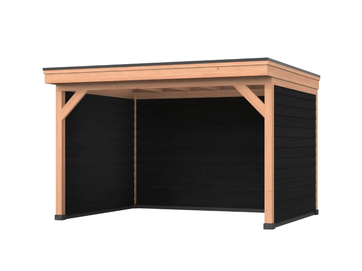 Douglas overkapping, 400 x 300, Met achterwand en twee zijwanden, Westwood DIY zwart - Afbeelding 1