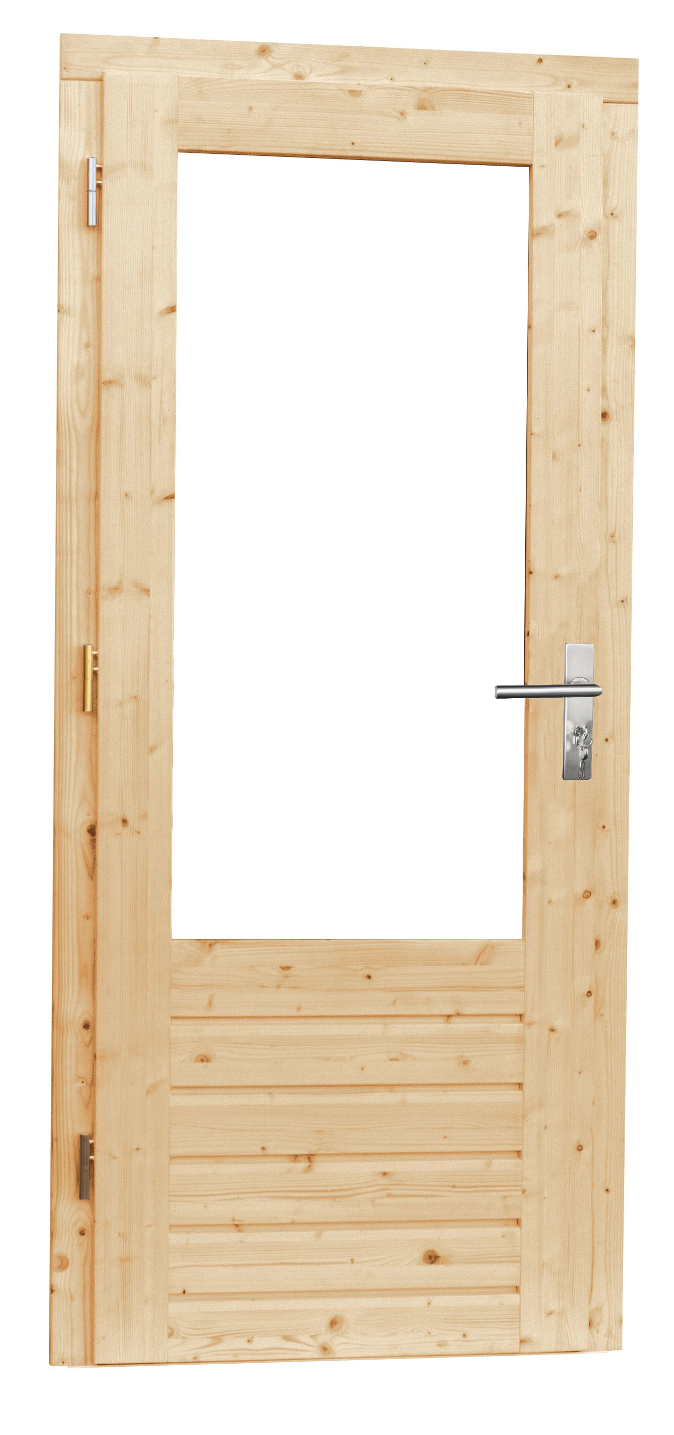 Vuren Enkele Deur 1-ruits/3-ruits 4.7 x 90 cm (47 x 900 mm) Linksdraaiend - Lengte 201 cm - Afbeelding 1