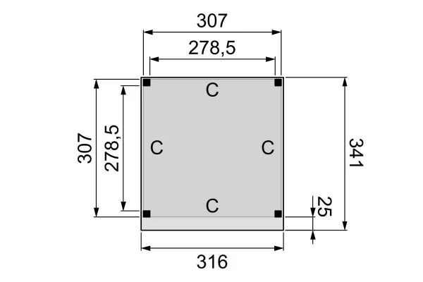 Hillhout Douglas Buitenverblijf Plat Dak Premium 310 x 310 cm - Afbeelding 2
