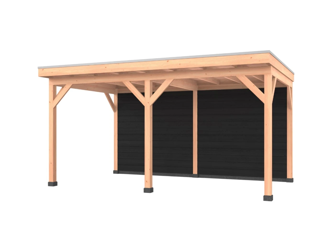 Douglas overkapping, 500 x 300, met achterwand, Westwood Comfort Zwart - Afbeelding 1