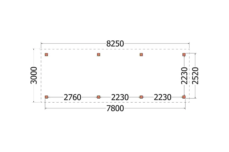 Trendhout Douglas Overkapping Siena 825 x 300 cm - Afbeelding 2